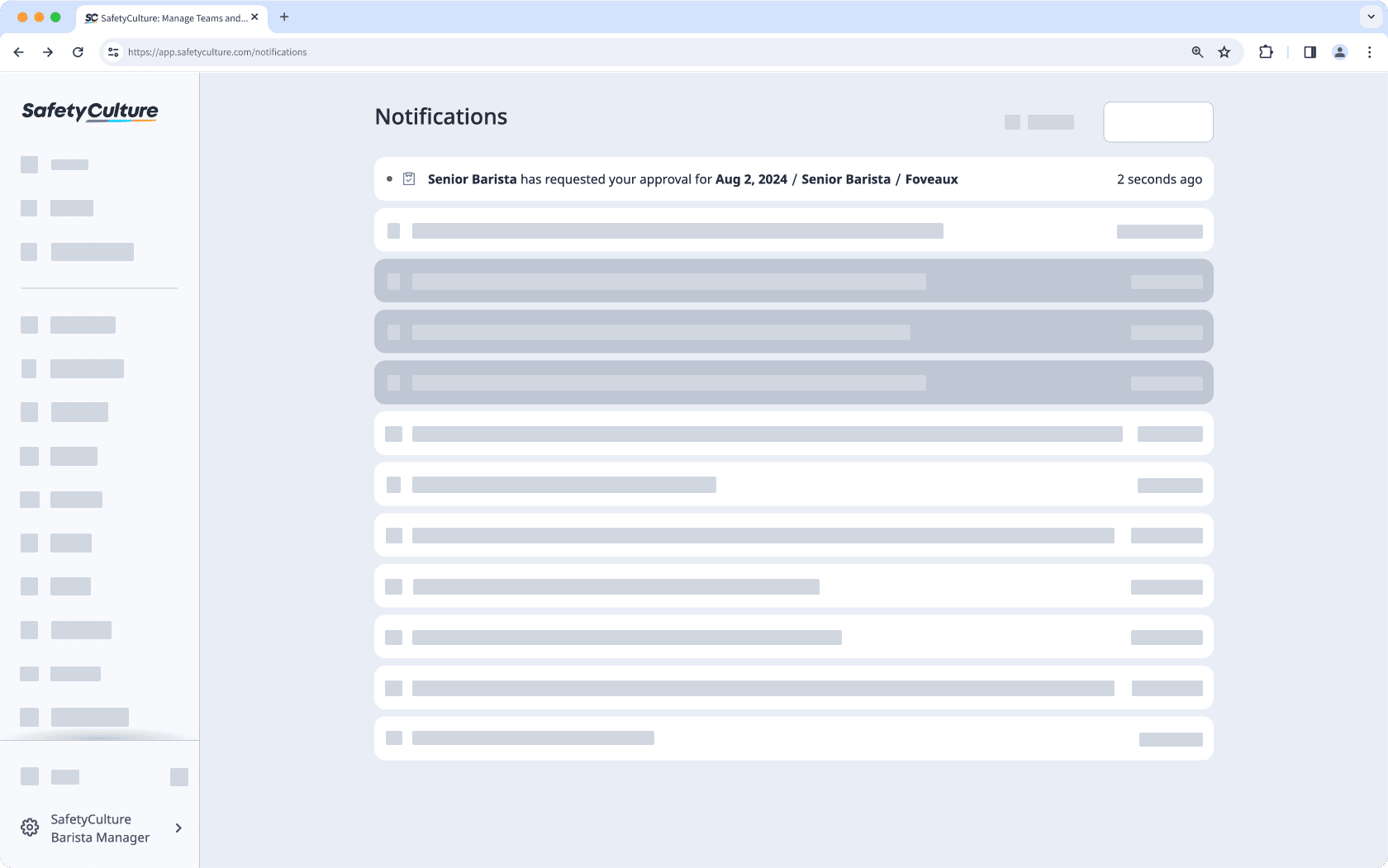 Receive a notification when a user requests for your approval for their inspection. 