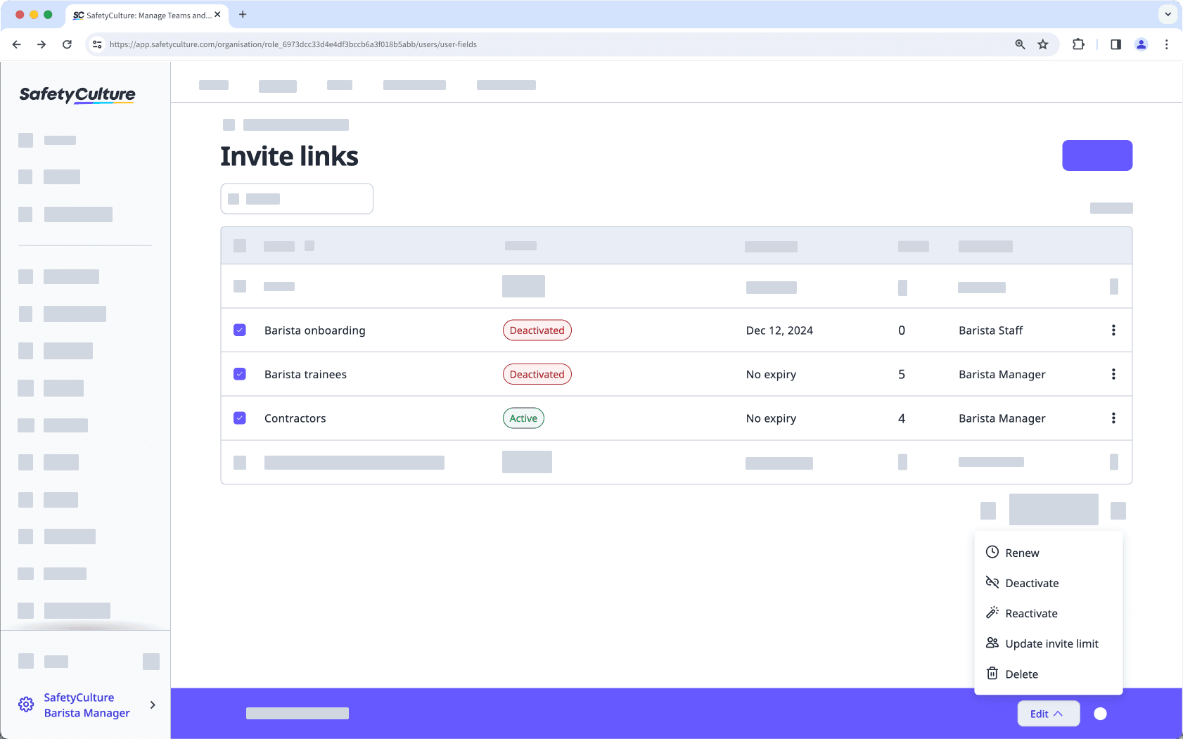 Edit and manage your invite links in bulk via the web app.