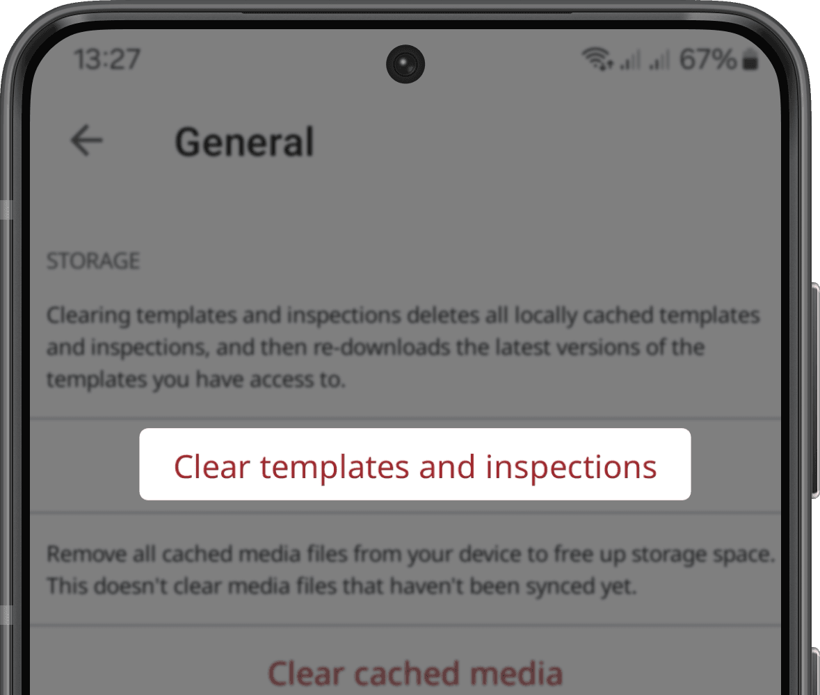 Clear templates and inspections via the SafetyCulture app on Android.