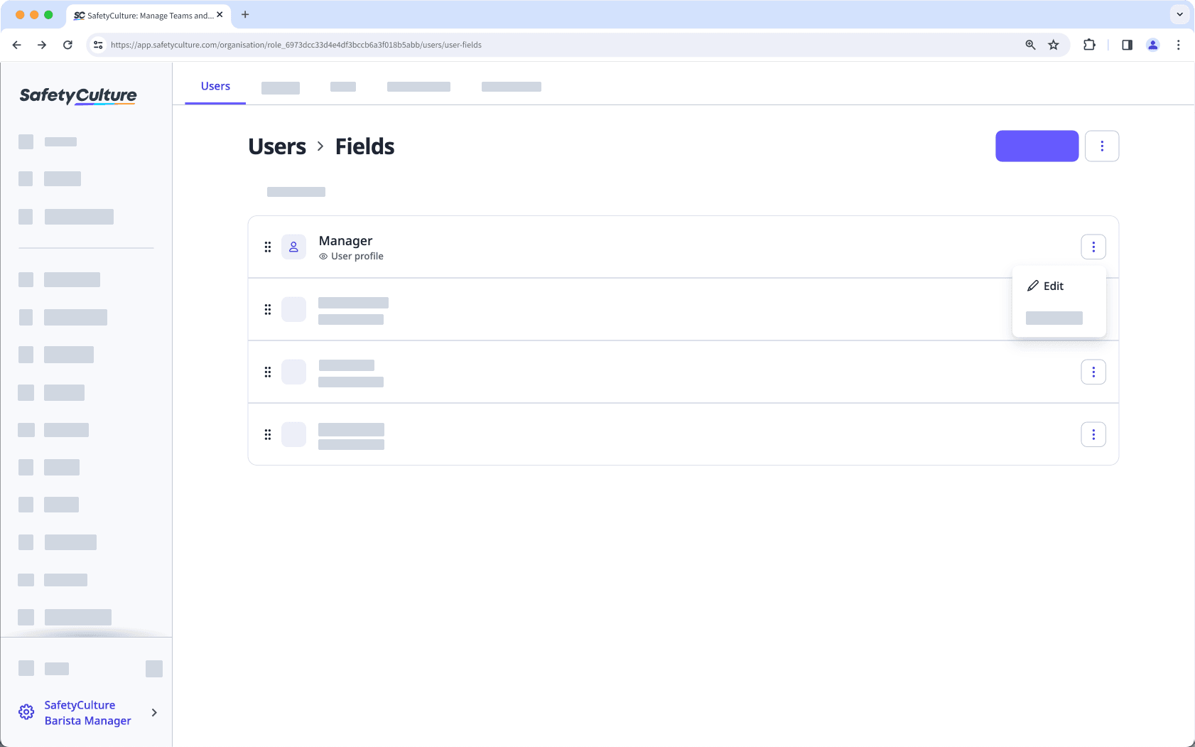 Edit a user field via the web app.