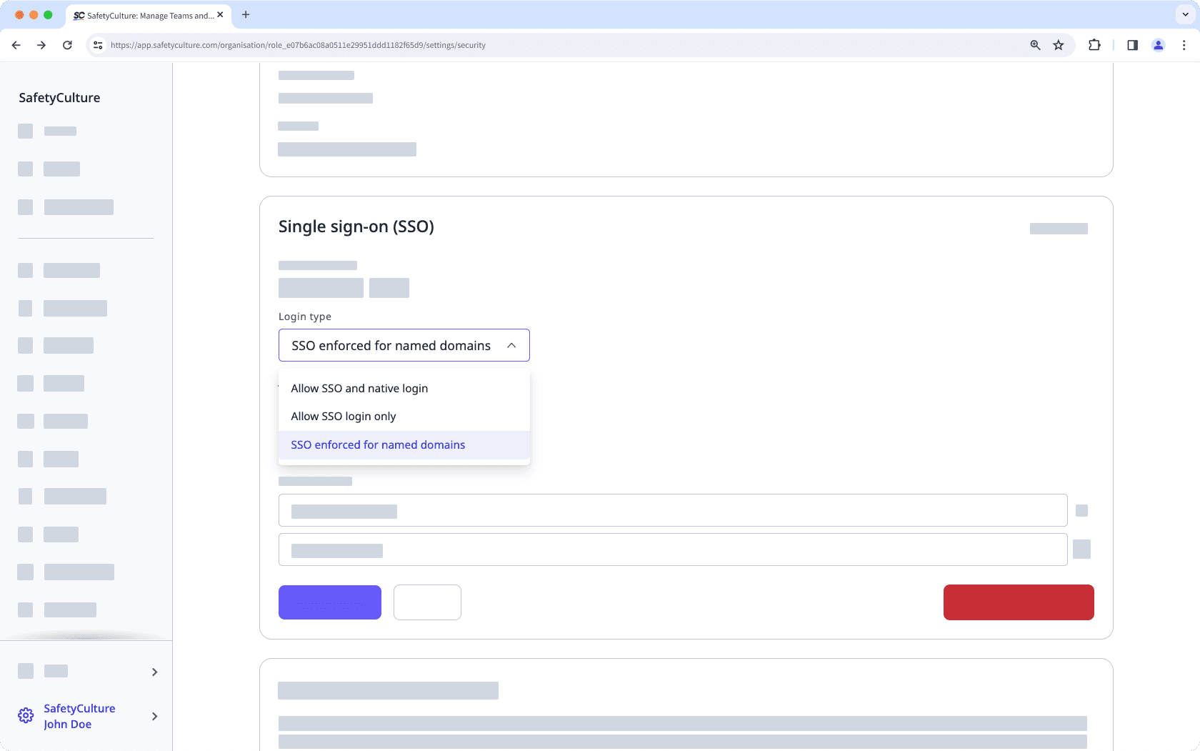 Manage SSO login settings via the web app. 