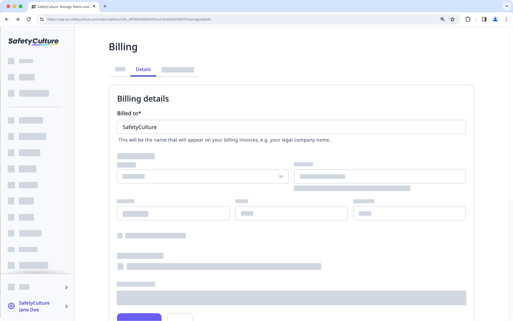 Update your plan's billing name via the SafetyCulture web app