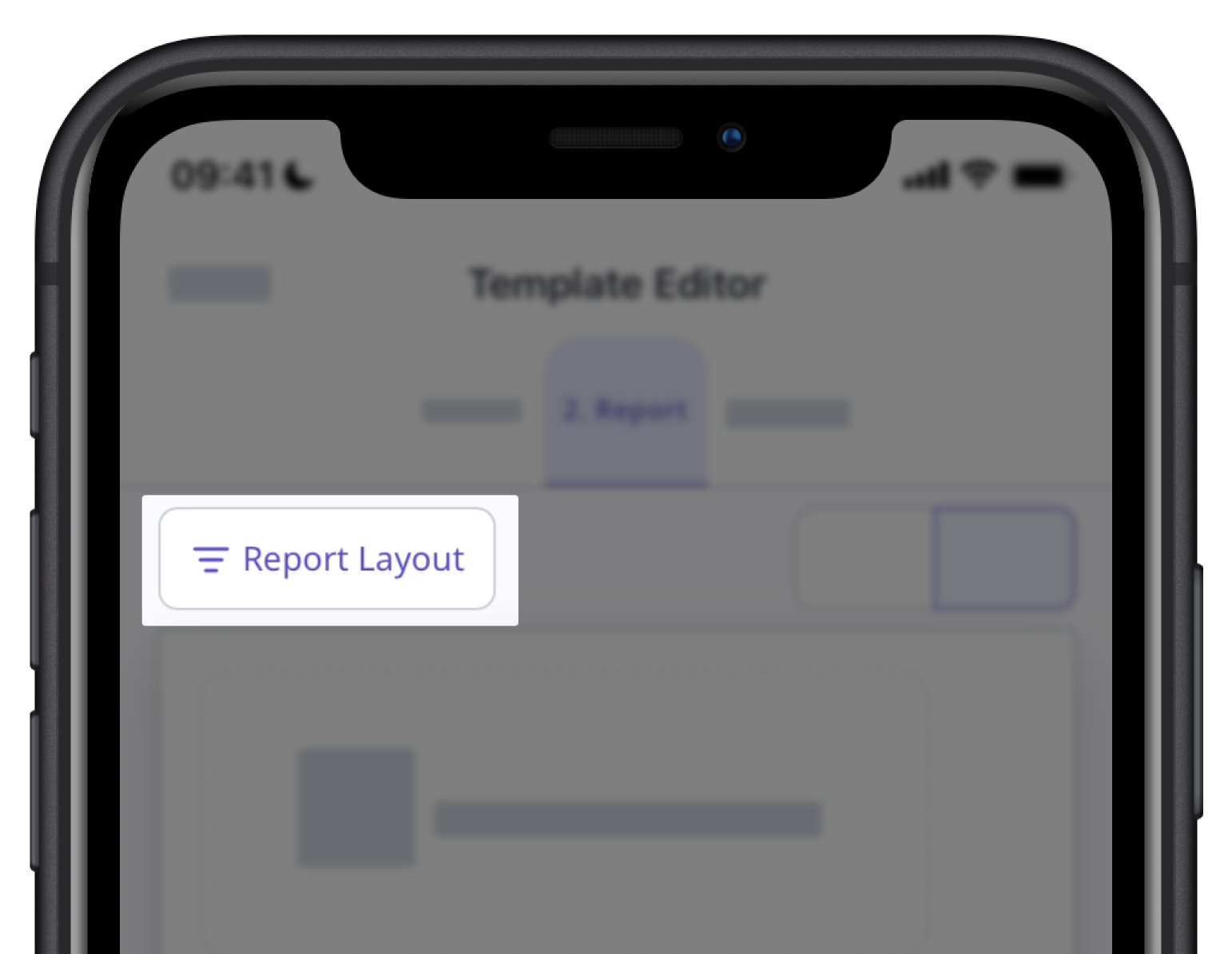 Edit a report layout via the mobile app. 