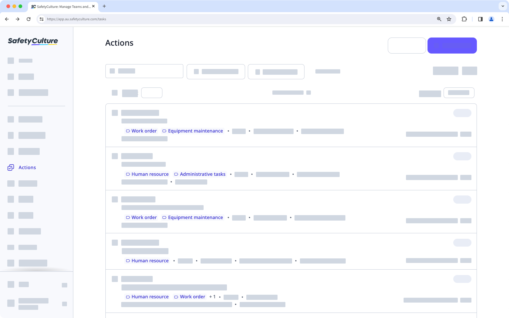 Gestionar las etiquetas de acciones a través de la aplicación web.