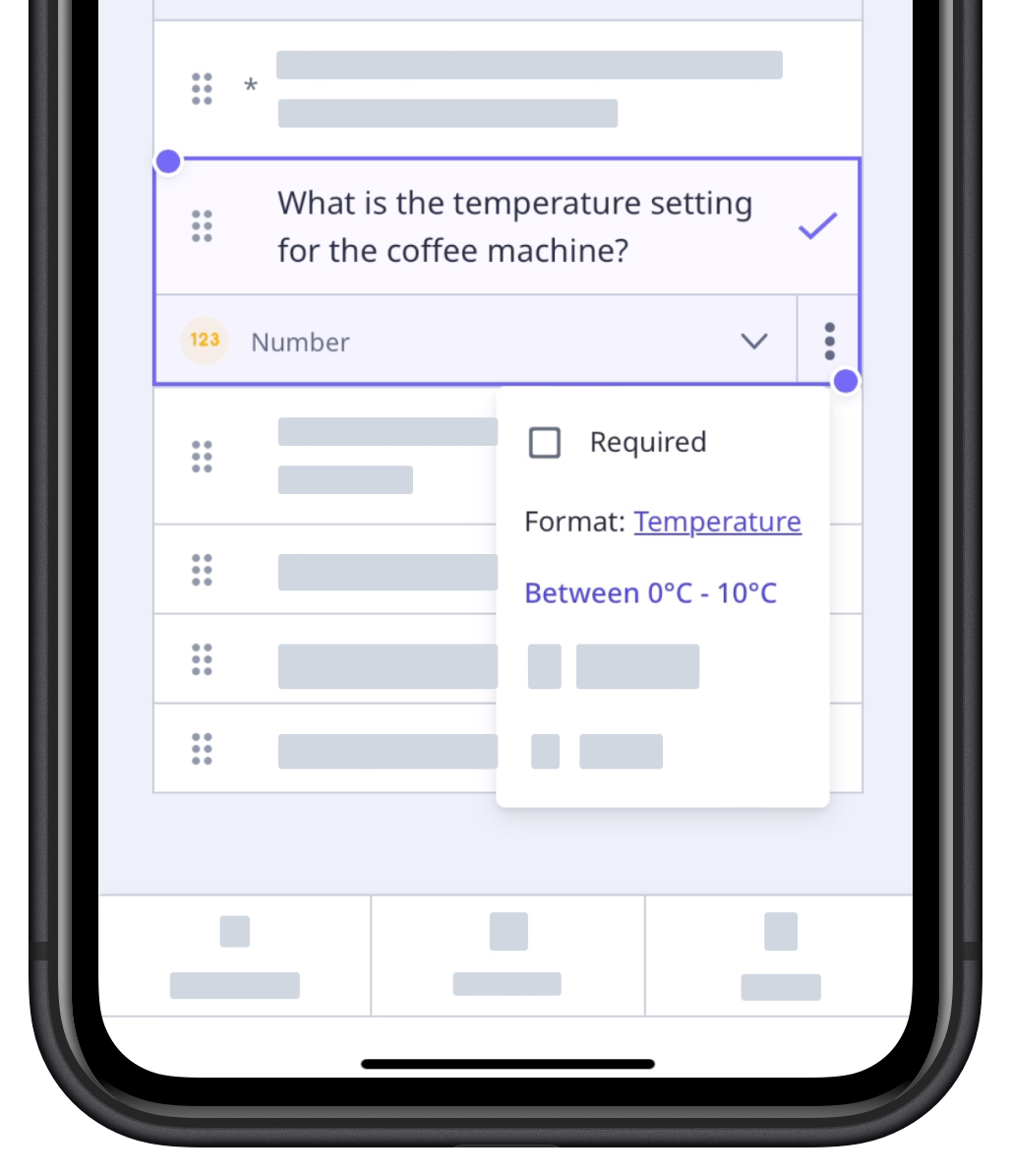 Create a temperature response question via the mobile app. 