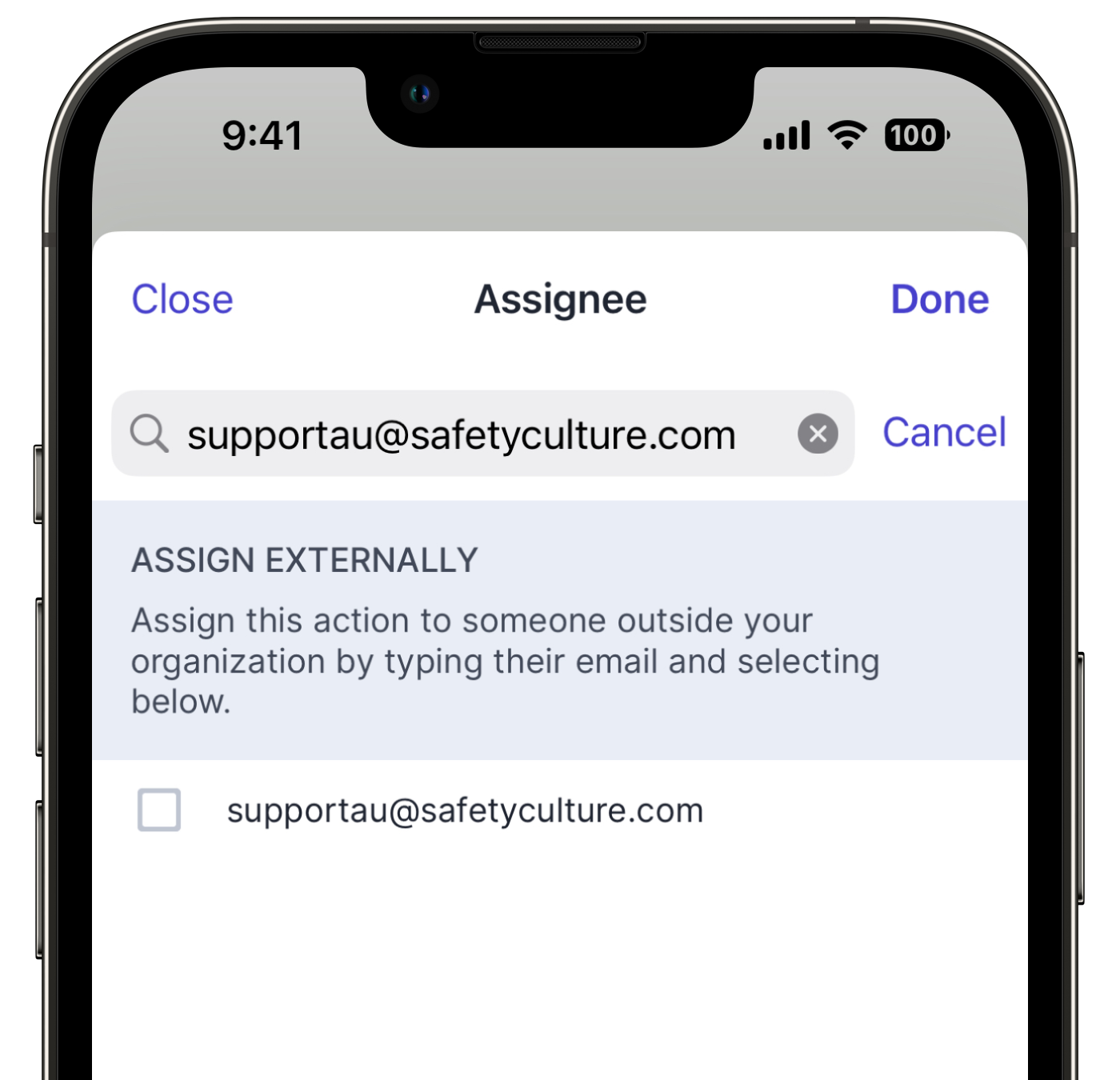 Attribuer une action en externe à partir de l'application portable iOS.