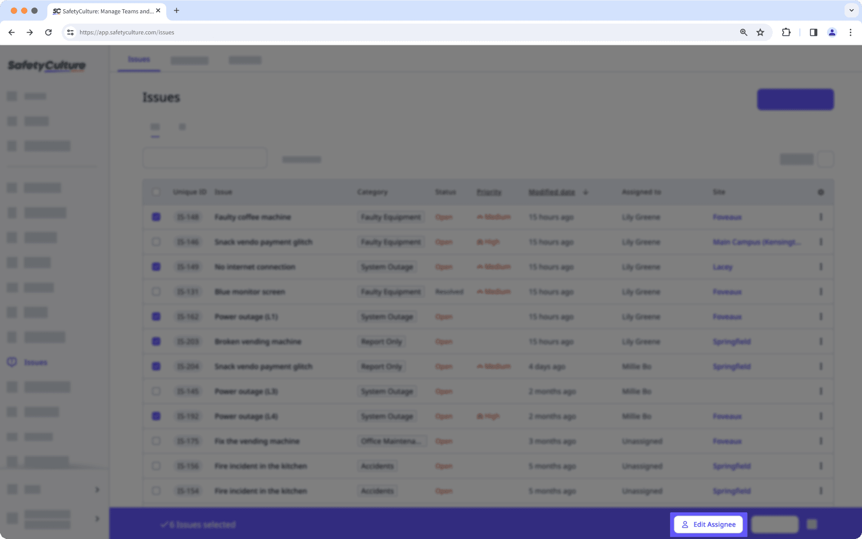 Edit issue assignee via the web app. 