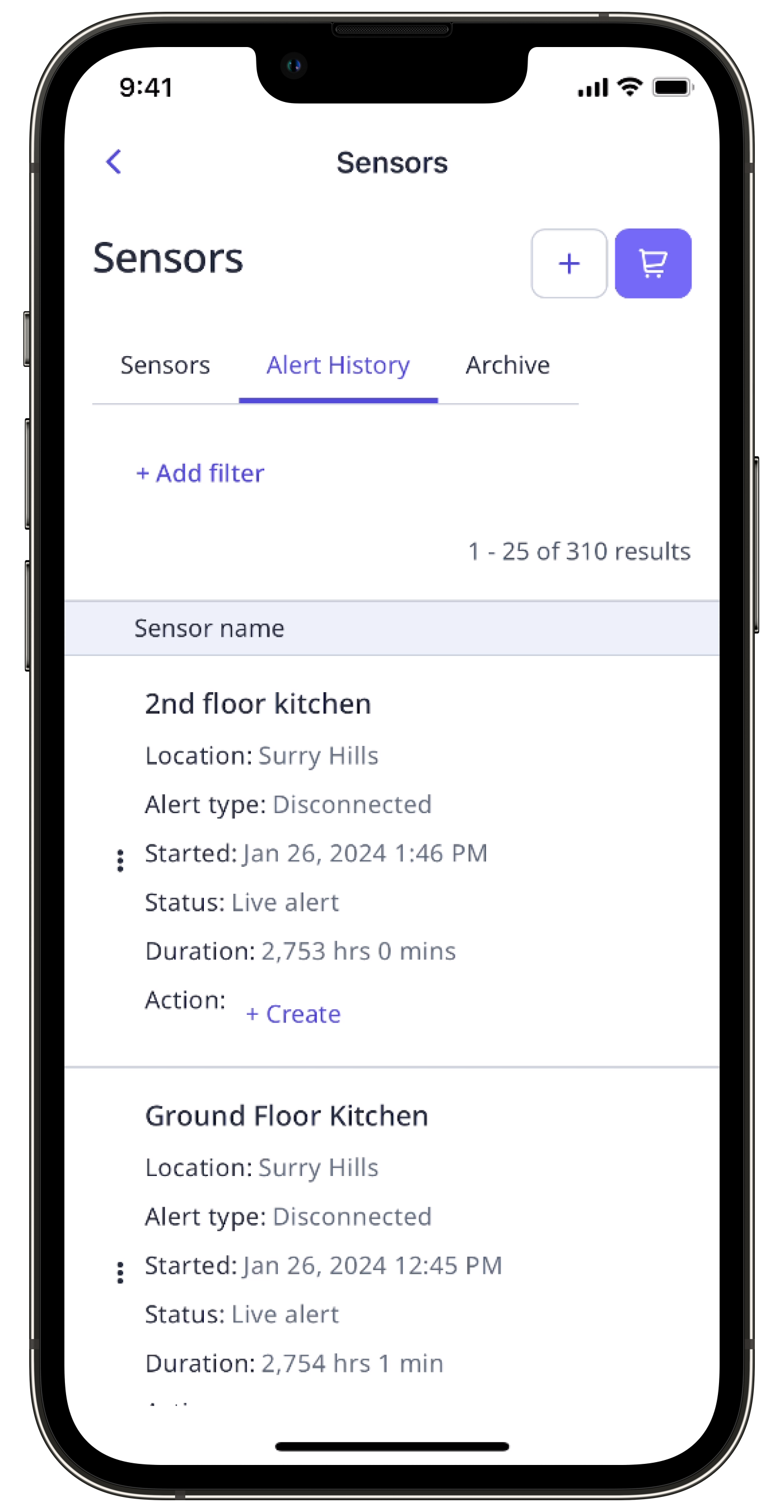 Create an action for sensor alerts via the mobile app.