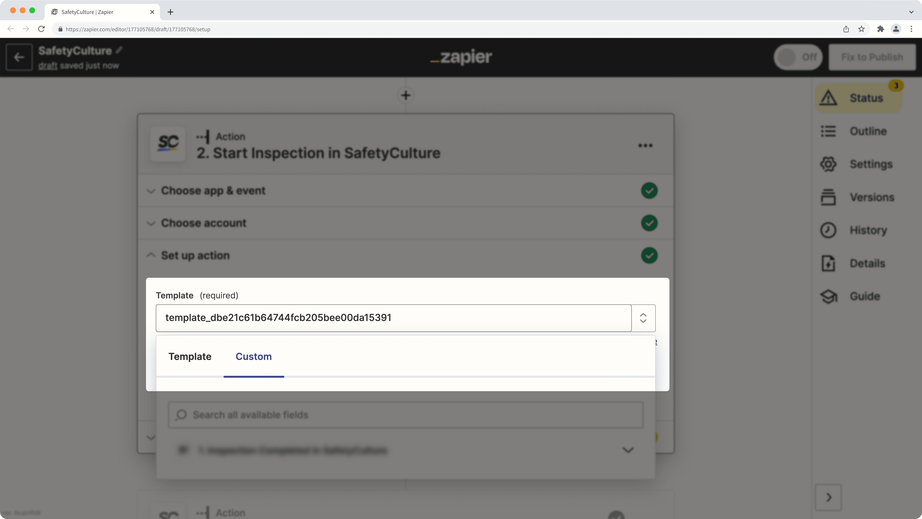 Ein Beispiel für das Auswählen einer Vorlage in Zapier.