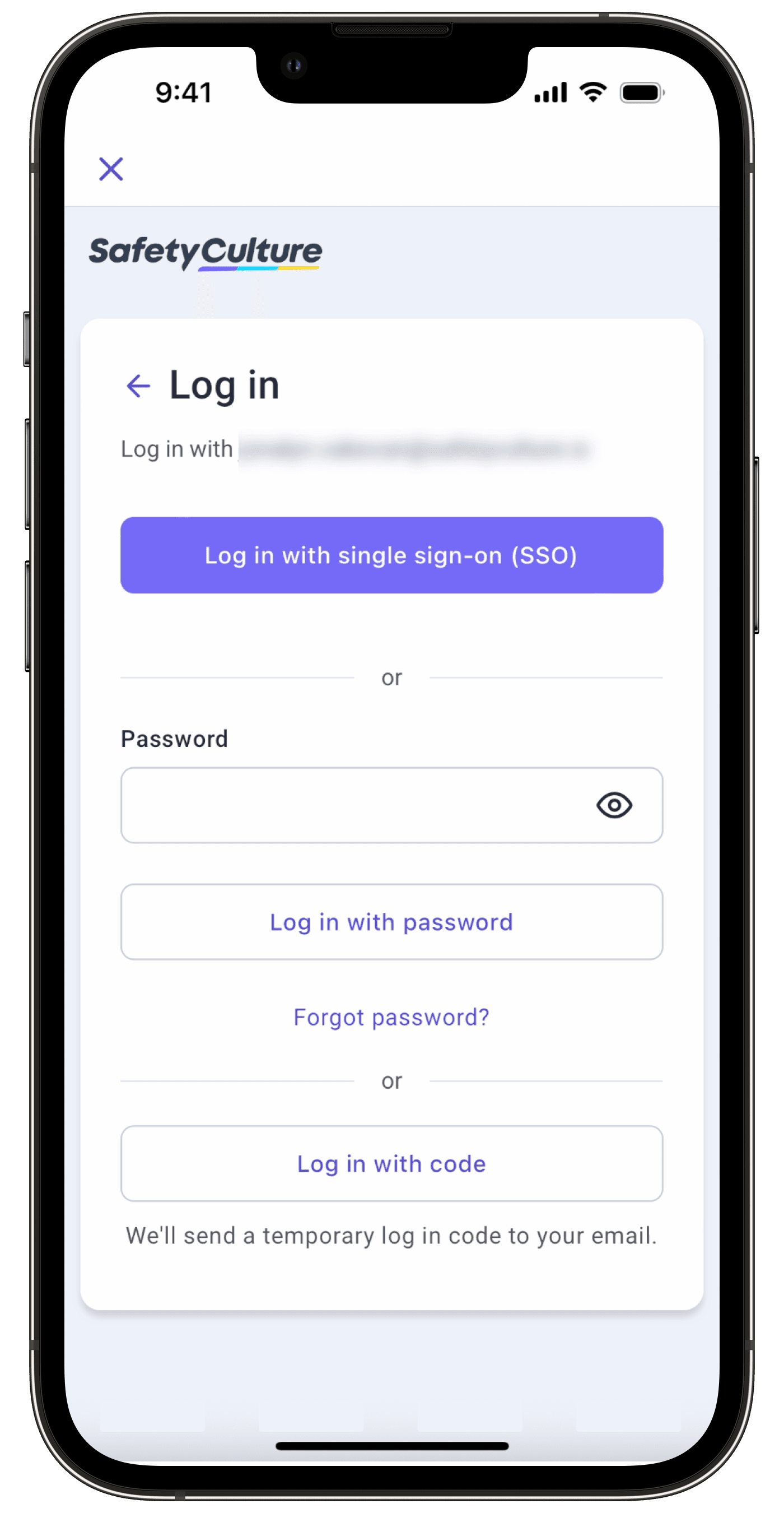 Anmeldeoptionen über die Mobile-App.