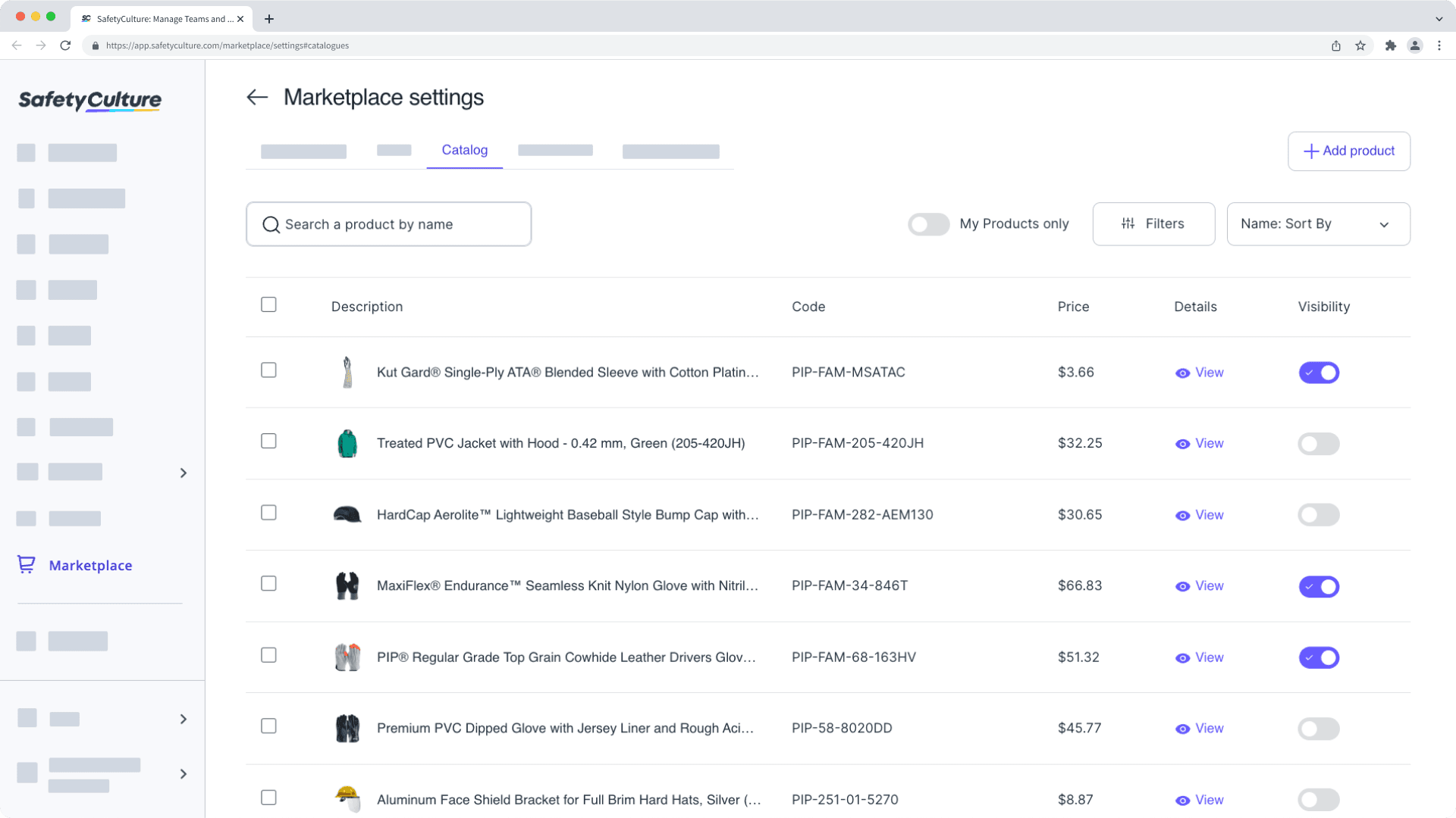 Der Katalog für den SafetyCulture Marketplace in der Web-App.