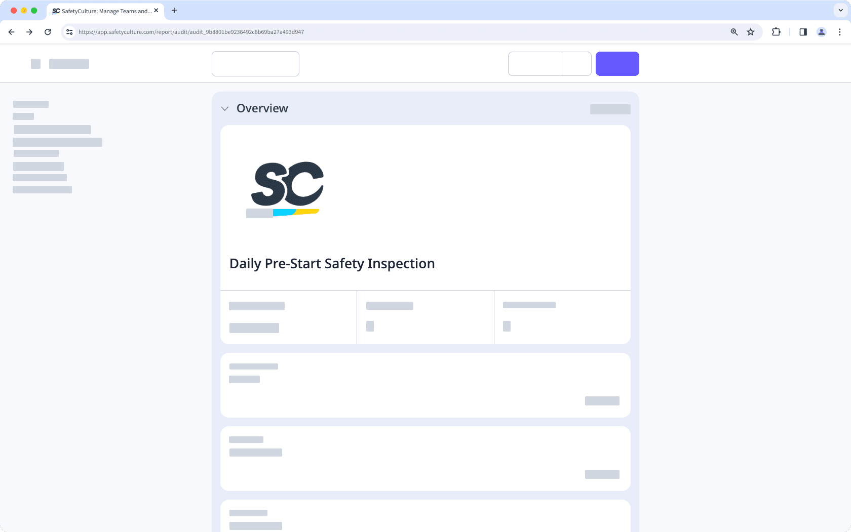 Un logotipo de un informe de inspección como se muestra en la aplicación web.