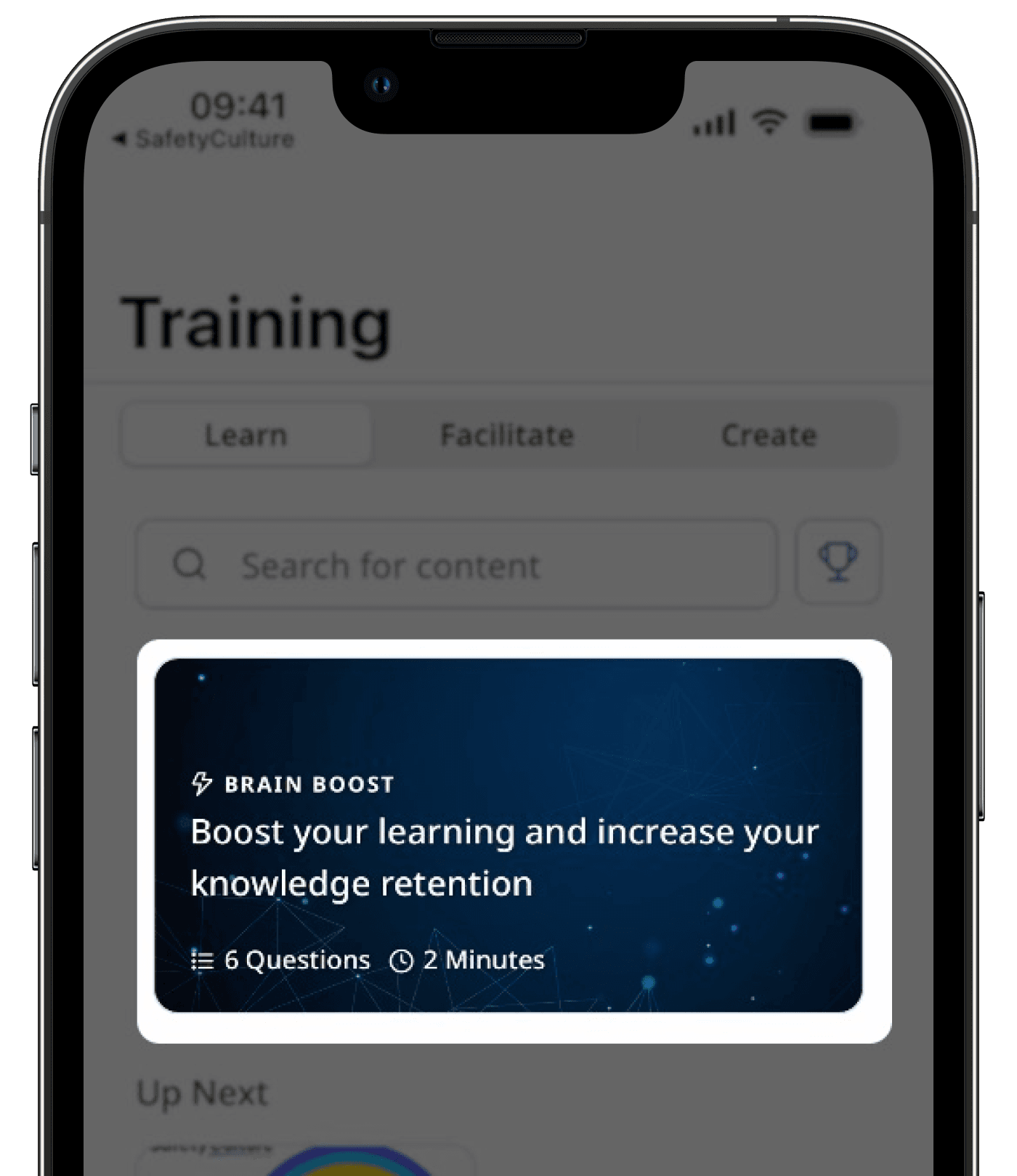 Starten Sie ein Brain Boost-Quiz über die Mobile-App.