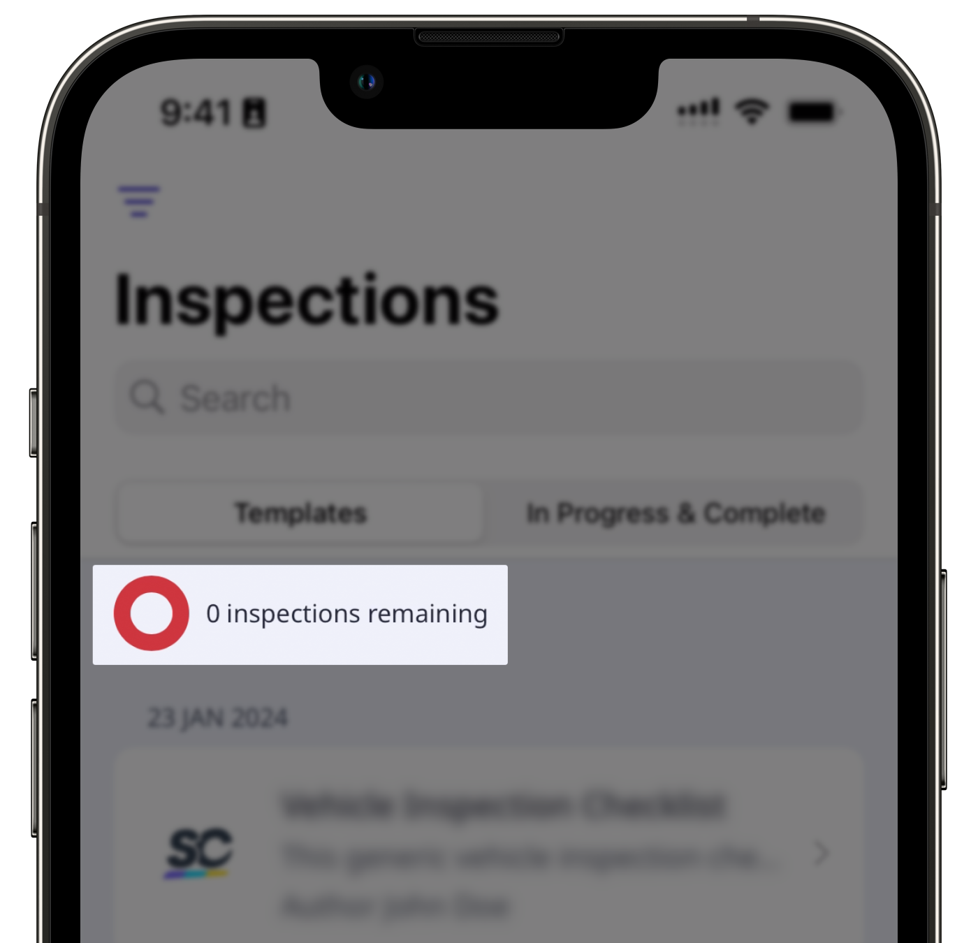 The counter for the number of inspections remaining for a user in a guest seat or lite seat on the mobile app.
