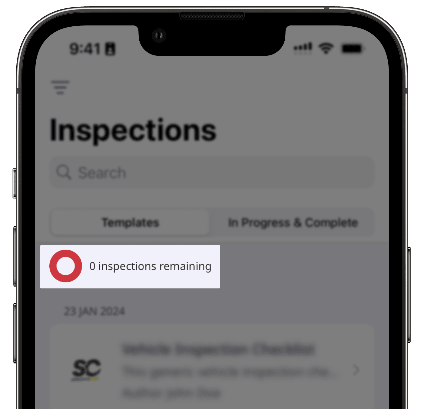 The counter for the number of inspections remaining for a user in a guest seat or lite seat on the mobile app.