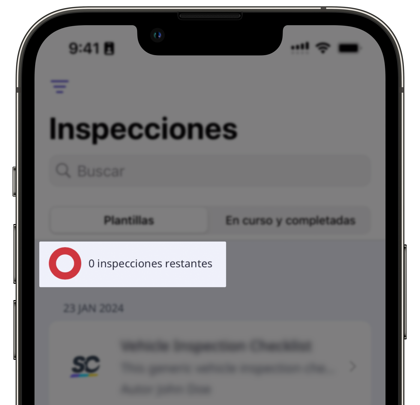 El contador de la cantidad de inspecciones restantes para un usuario en una Licencia de invitado o una Licencia Lite en la aplicación móvil.