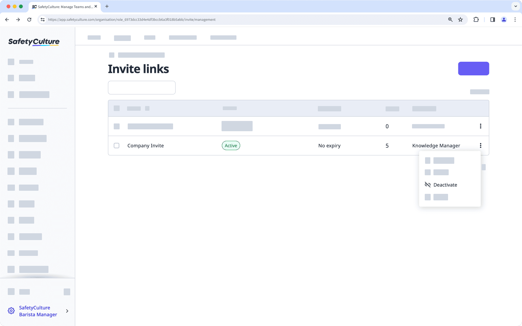Mithilfe der Web-App einen Einladungslink deaktivieren.