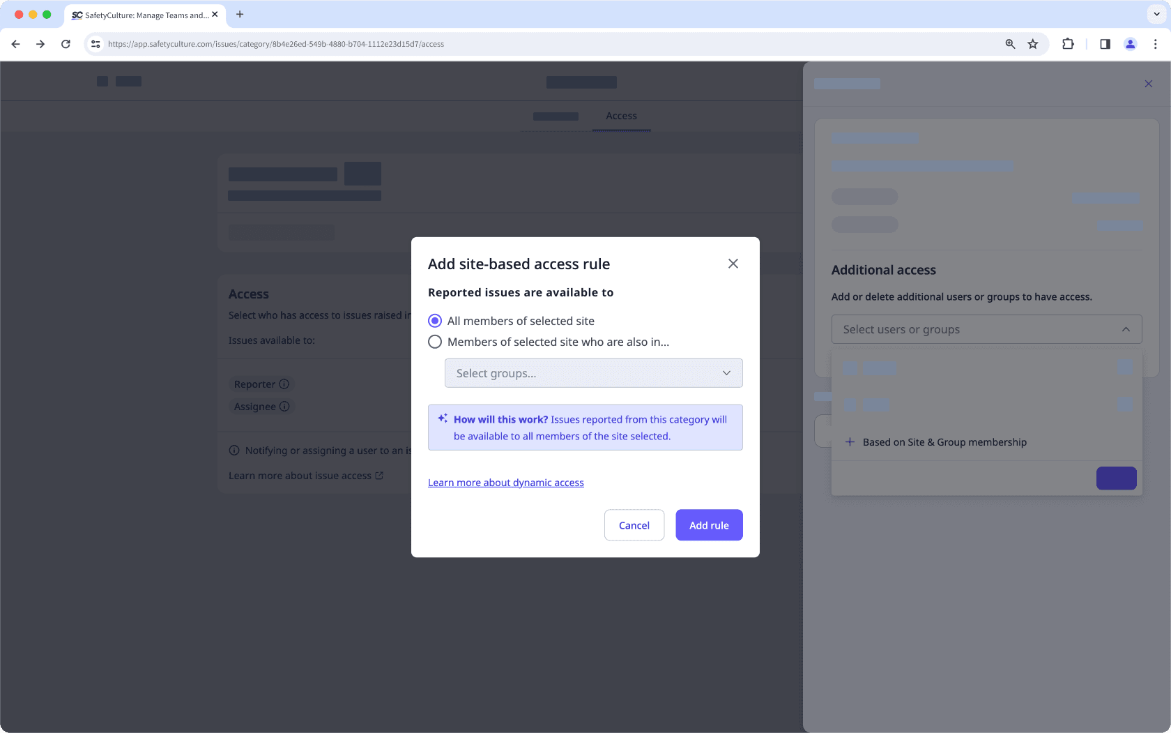 Mithilfe der Web-App Zugriff auf Probleme verwalten.