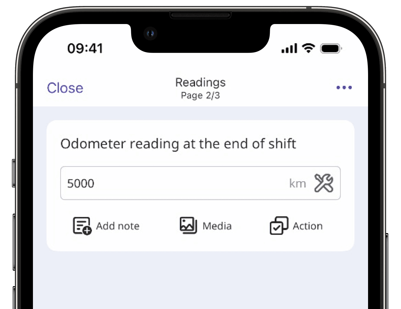An example of an odometer reading from inspection via the mobile app.