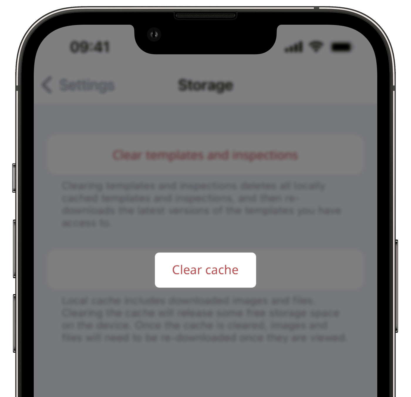 Effacer le cache via l'application portable sur iOS.