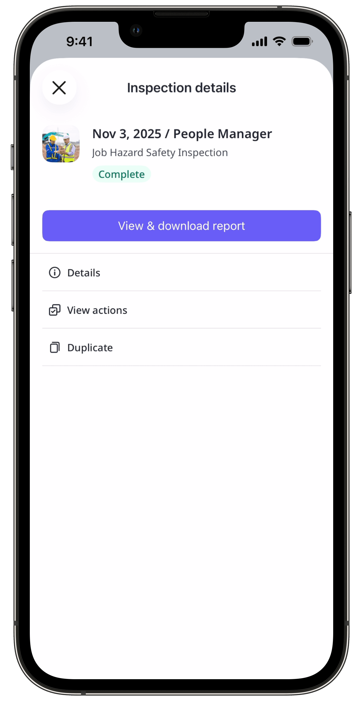 Check my inspection access level via the mobile app (view only iOS).