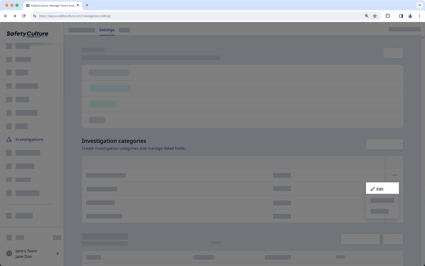 Editar una categoría de investigación a través de la aplicación web.