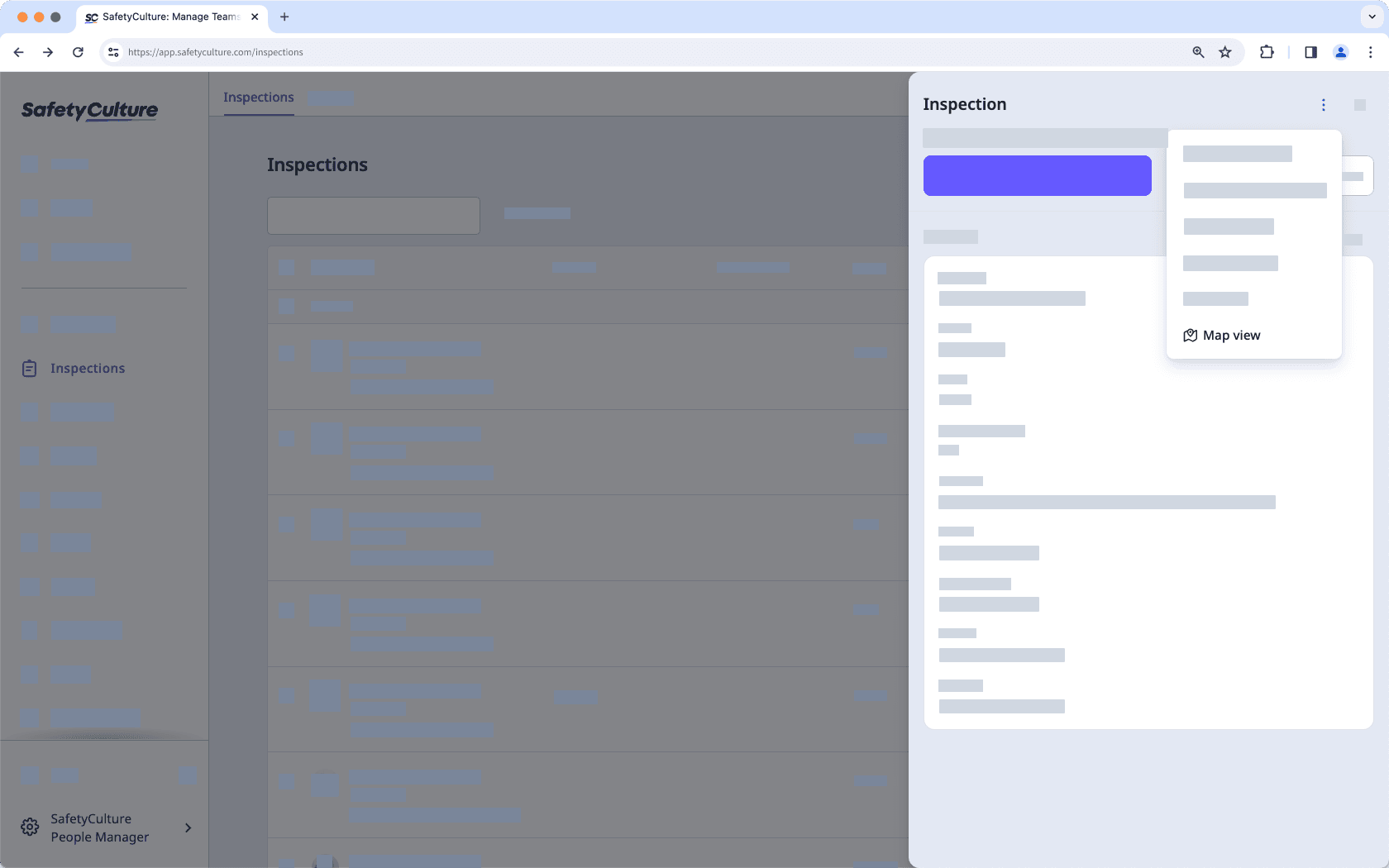 View inspection response locations on a map via the web app.