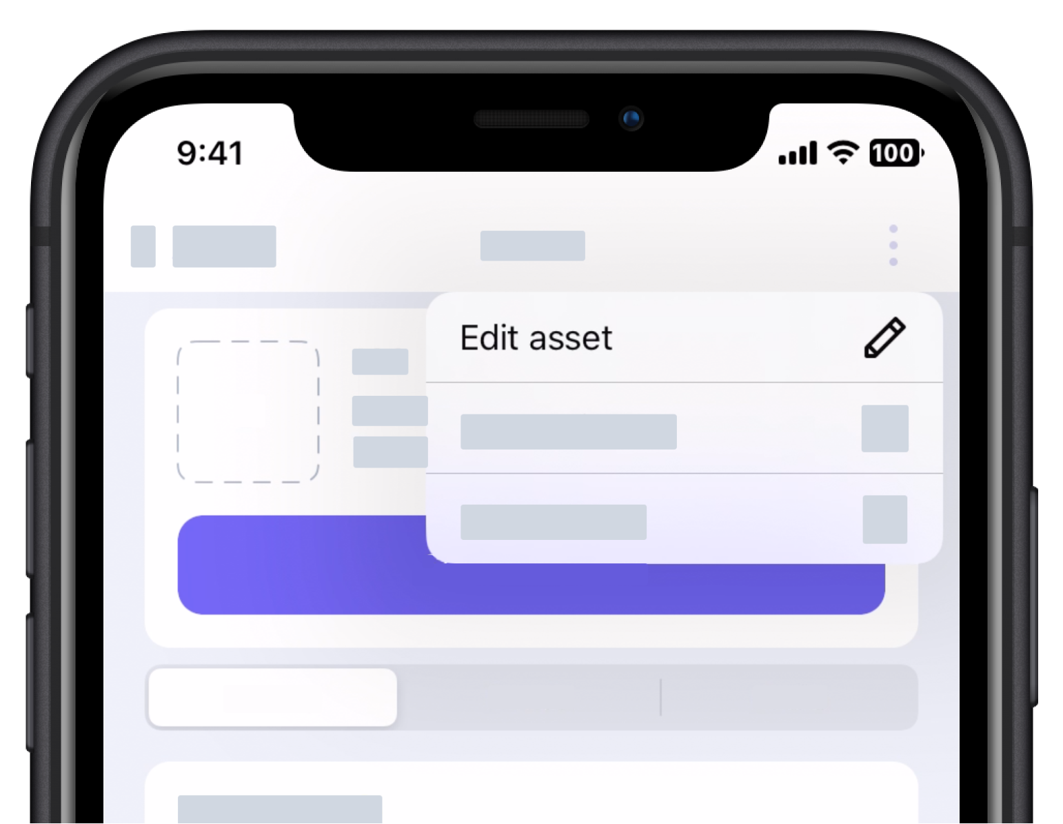 Edit an asset via the mobile app.