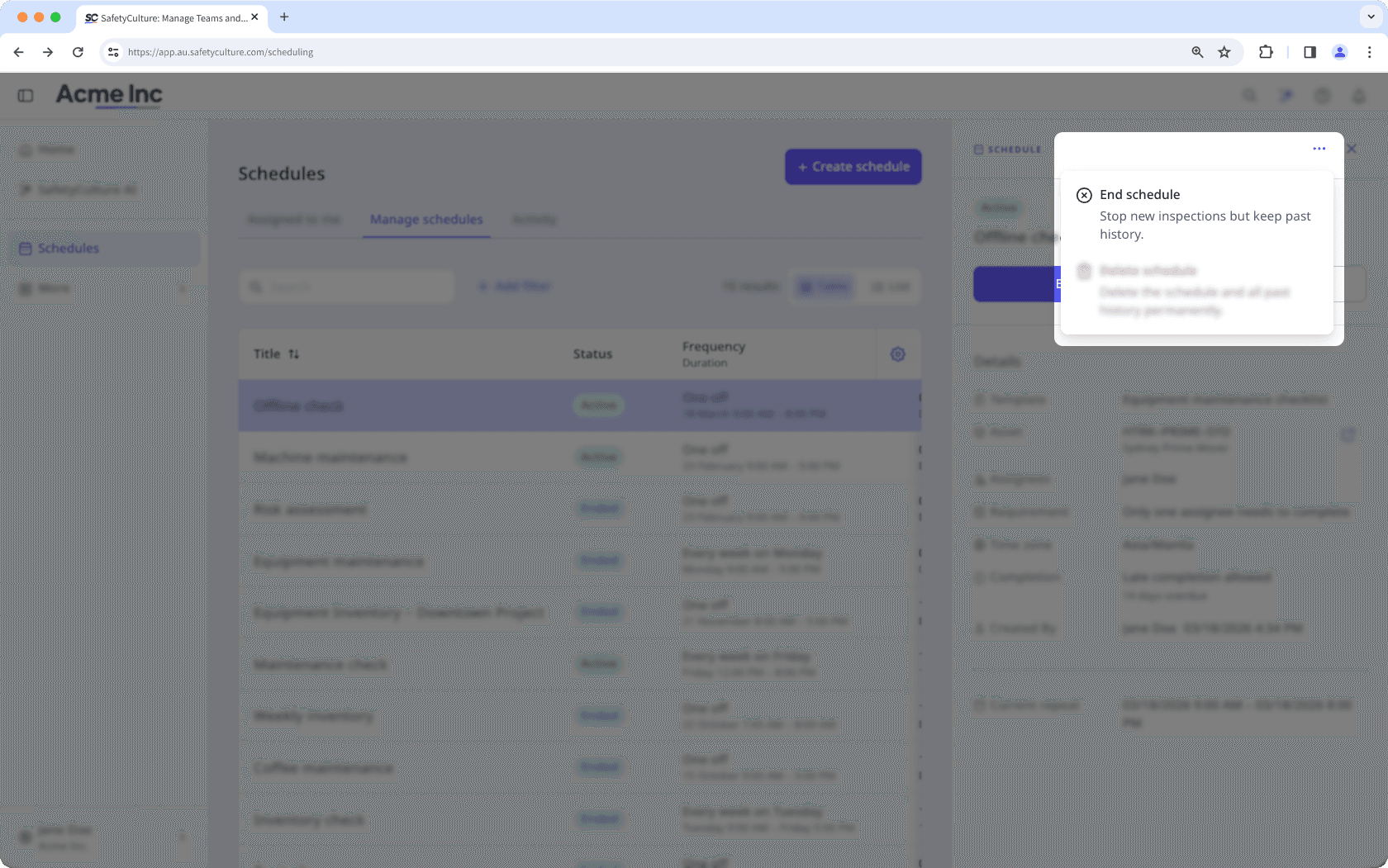 Finalizar un programa a través de la aplicación web.