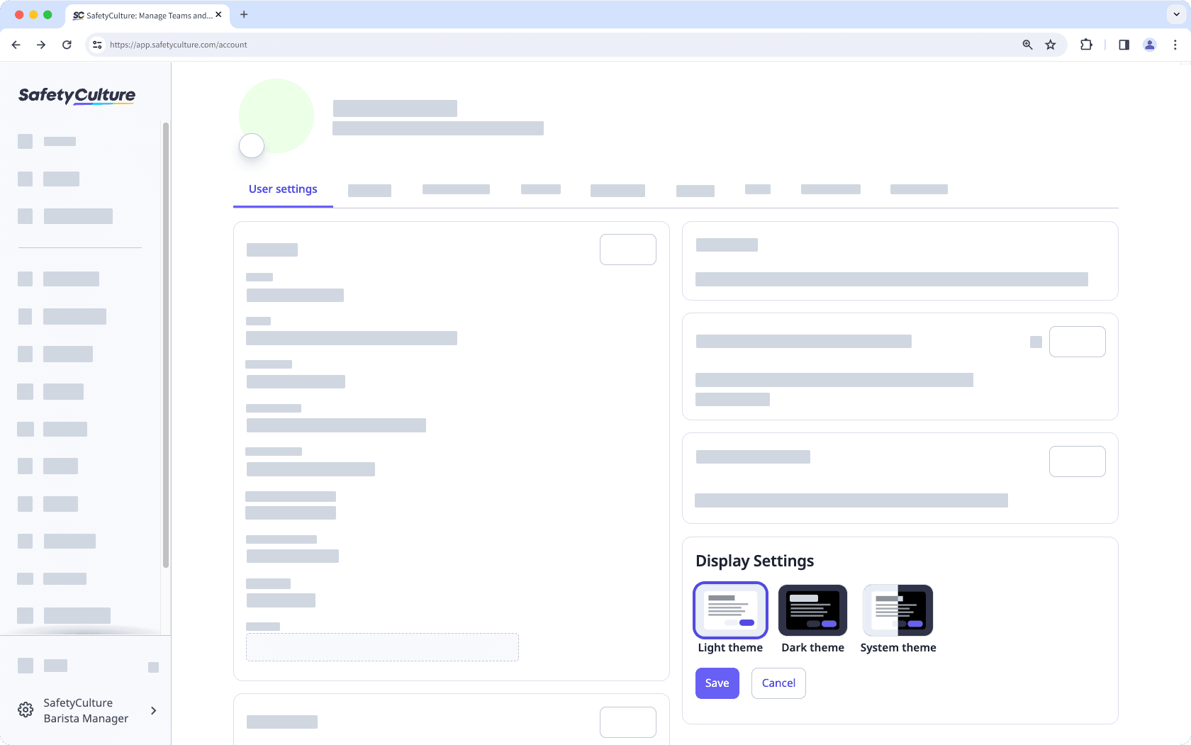 Cambiar el tema de SafetyCulture a través de la aplicación web.