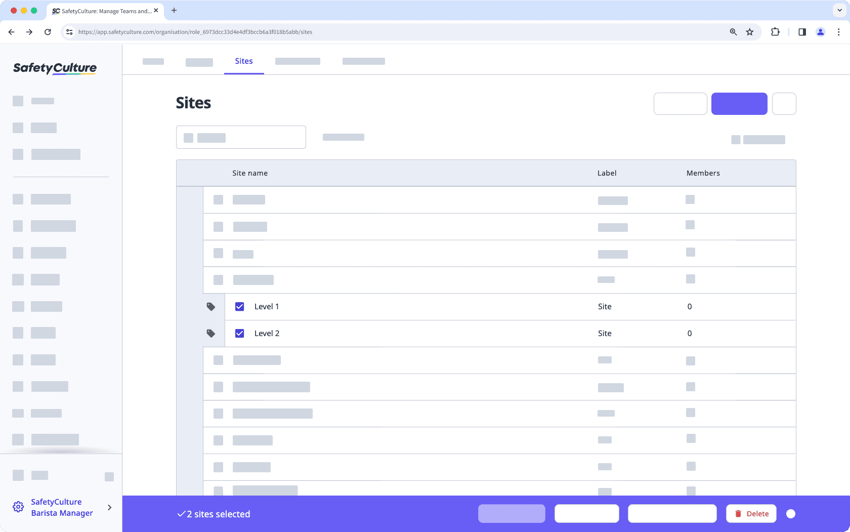 Mithilfe der Web-App Standorte in großen Mengen löschen.