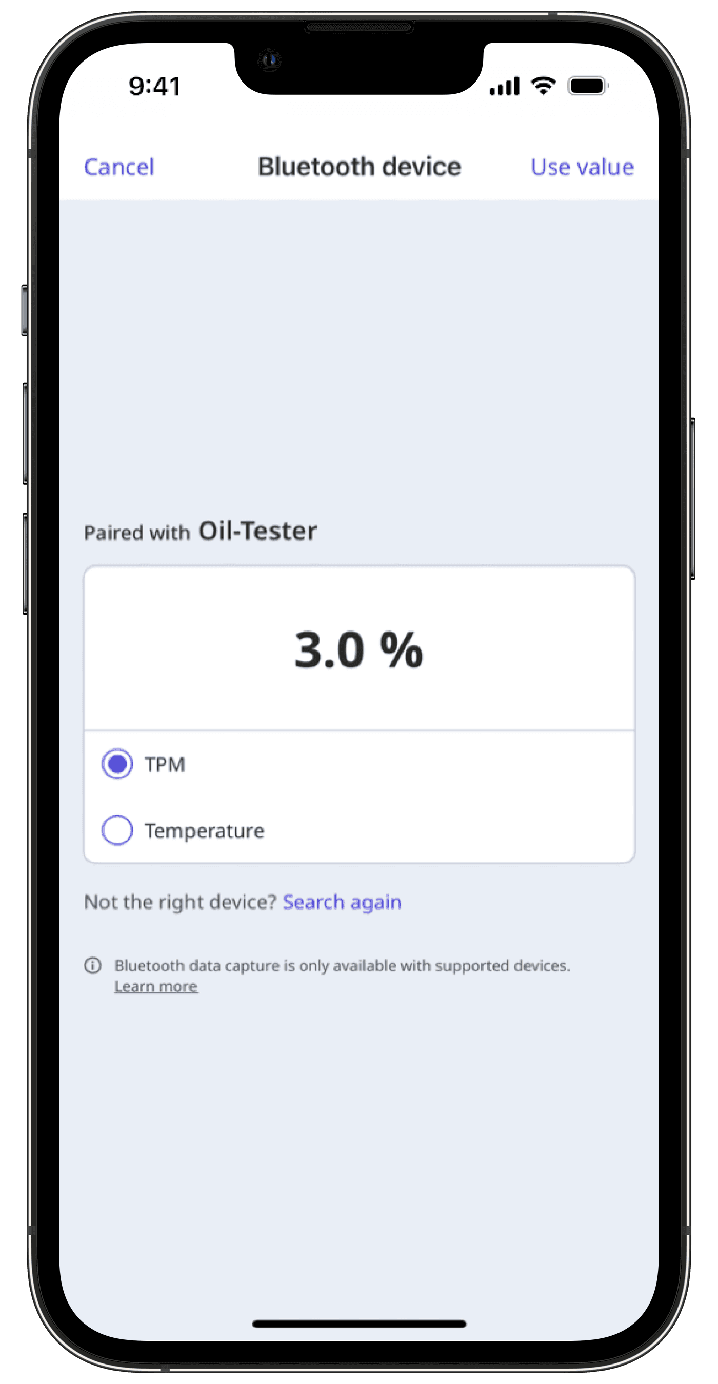 Capturar una lectura de TPM (módulo de plataforma segura) a través de la aplicación móvil.