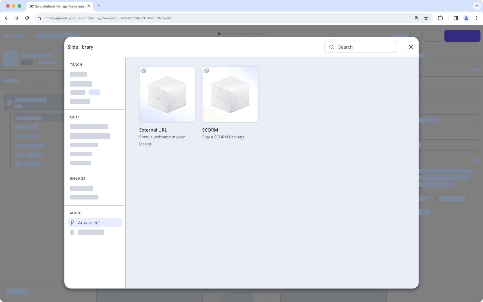 La bibliothèque de diapositives affichant les diapositives avancées.