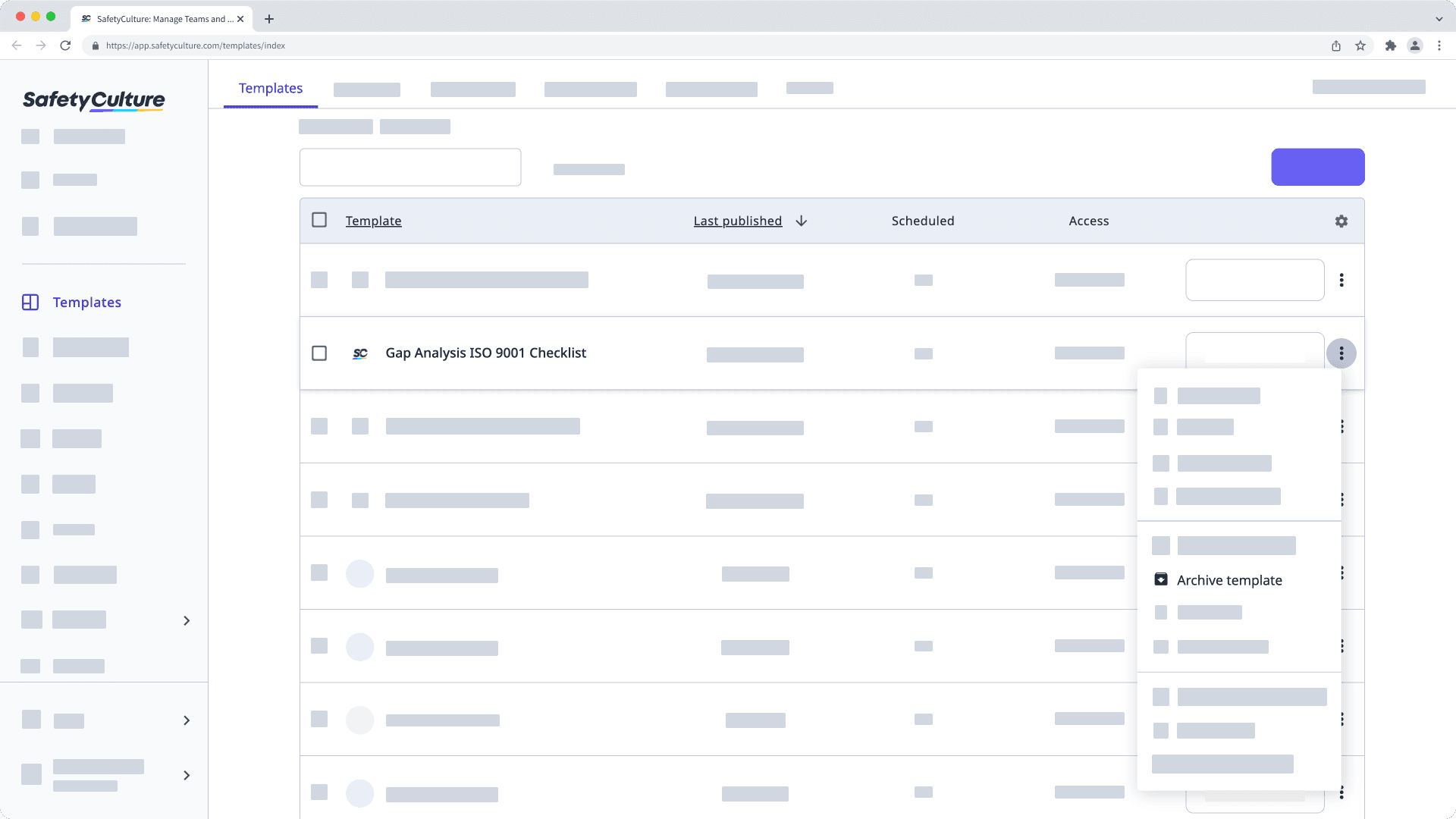 Archive a template via the web app.