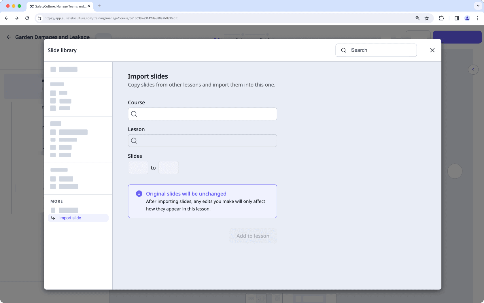 Displays how to import lesson slides