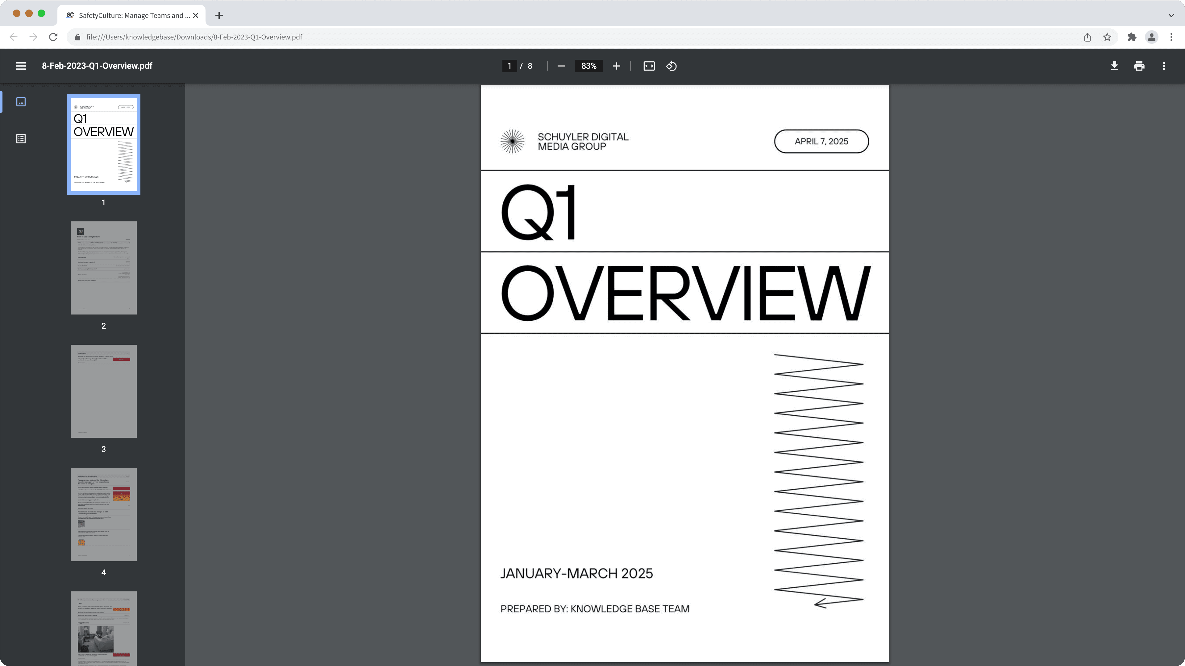 Un exemple de page de couverture d'un rapport d'inspection.