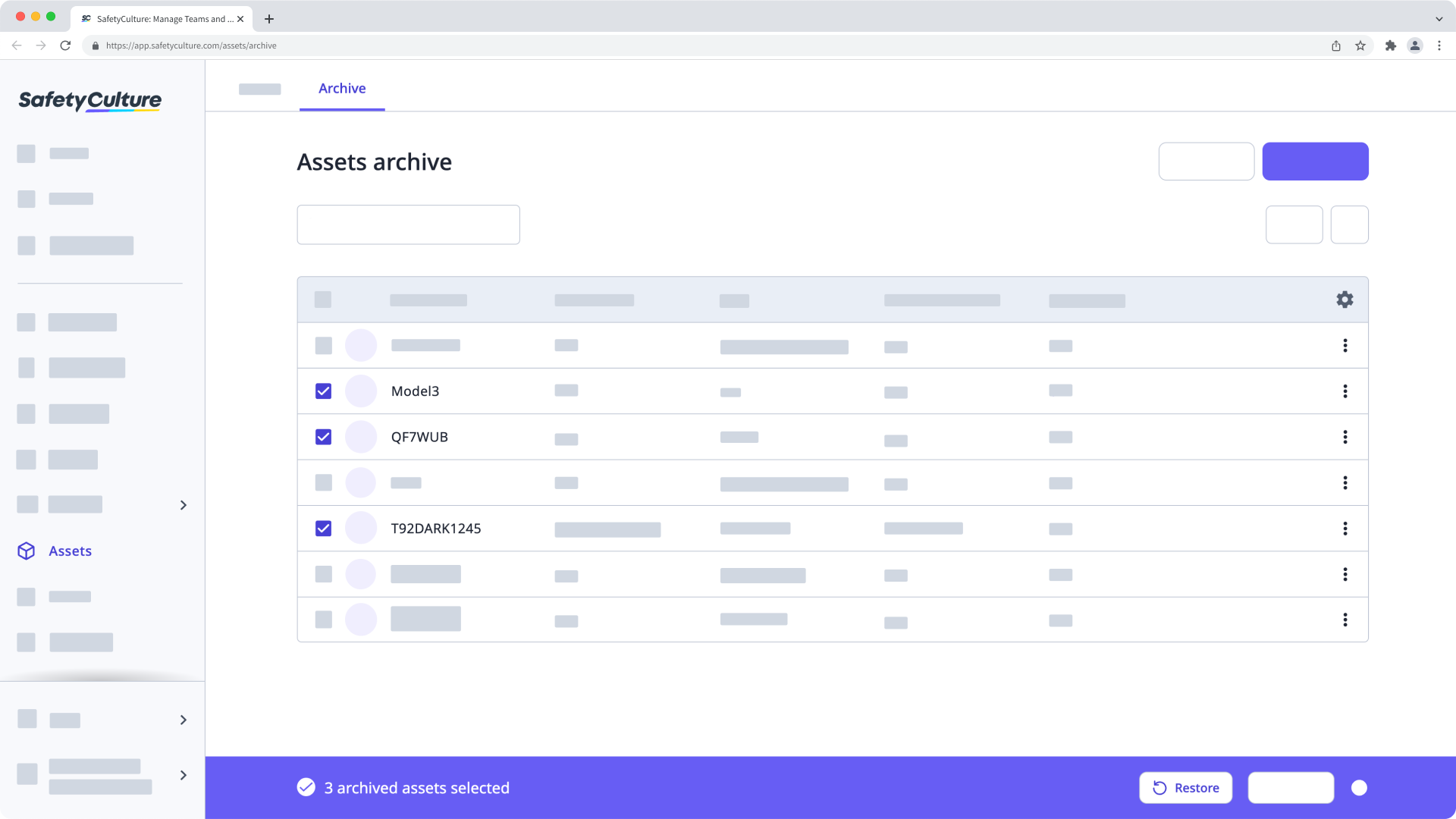 Bulk restore archived assets via the web app.
