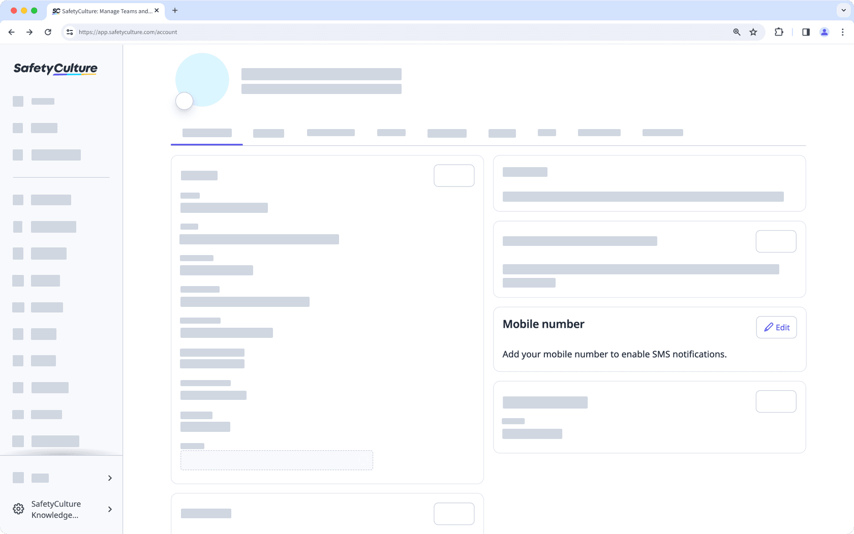 Editar el número de teléfono móvil de su cuenta de SafetyCulture a través de la aplicación web.