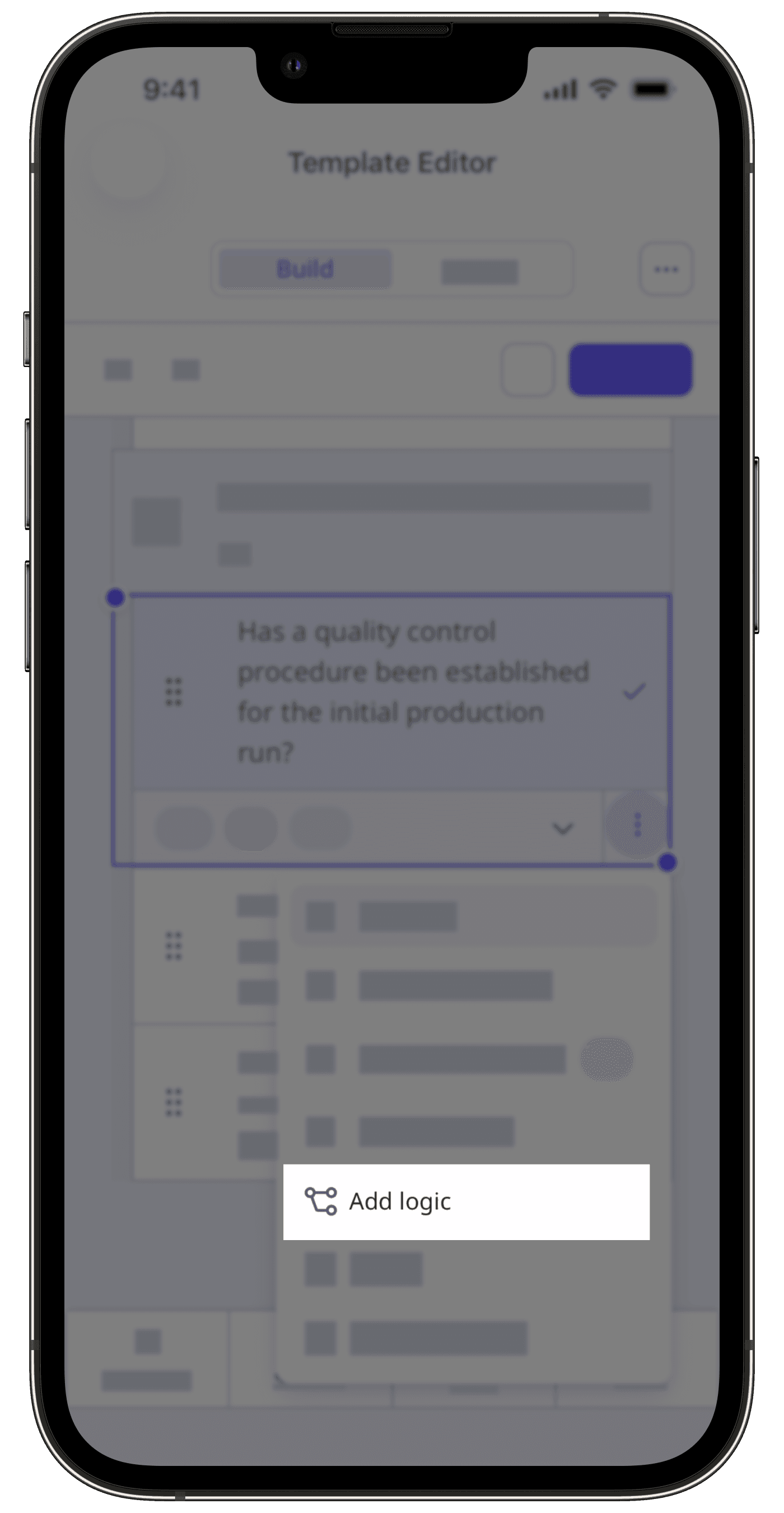 Fügen Sie ein Logikfeld einer Frage in einer Vorlage über die Mobile-App hinzu.