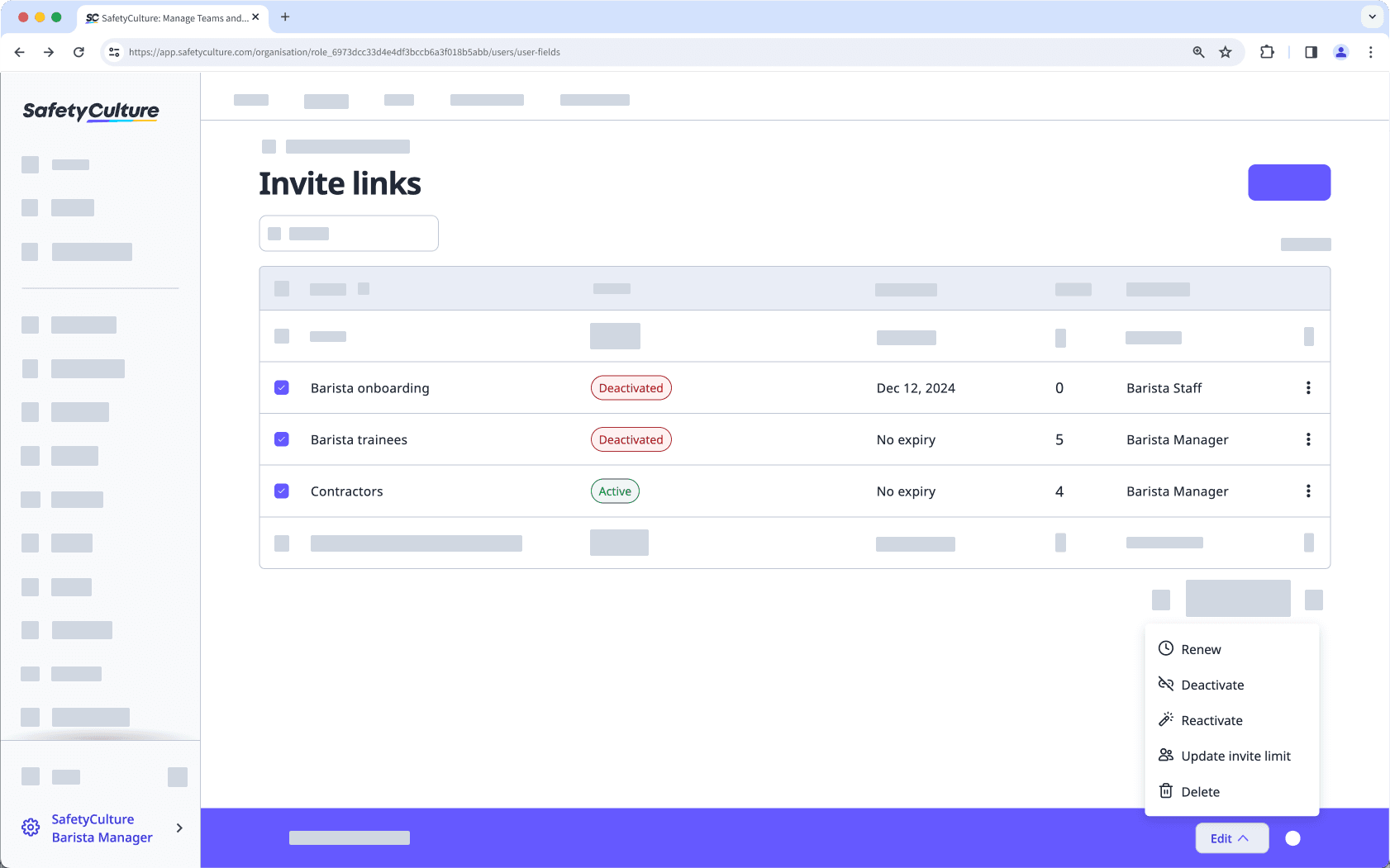 Mithilfe der Web-App Einladungslinks in großen Mengen bearbeiten und verwalten.