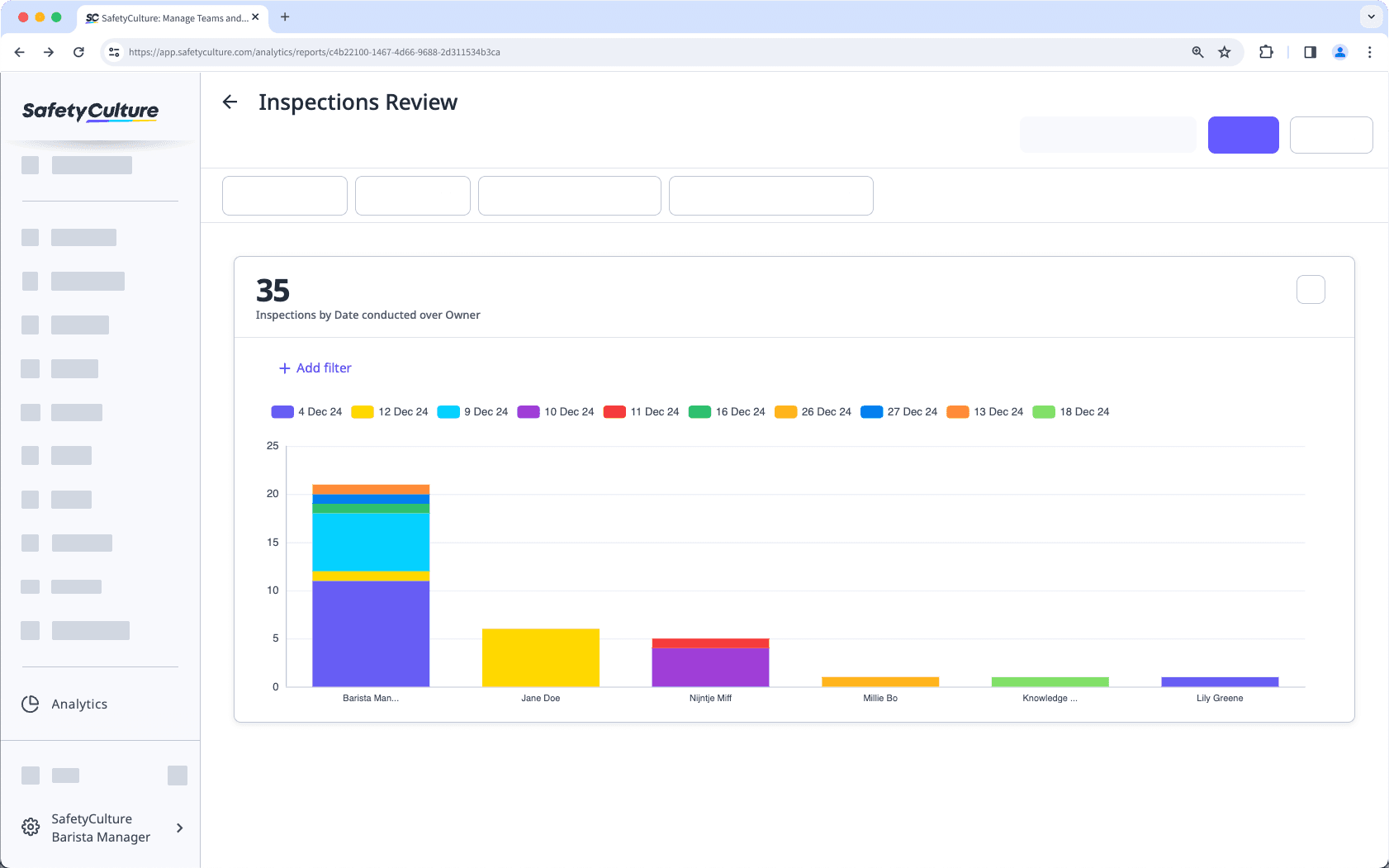 Visualize your data by using the stacked chart type via the web app.