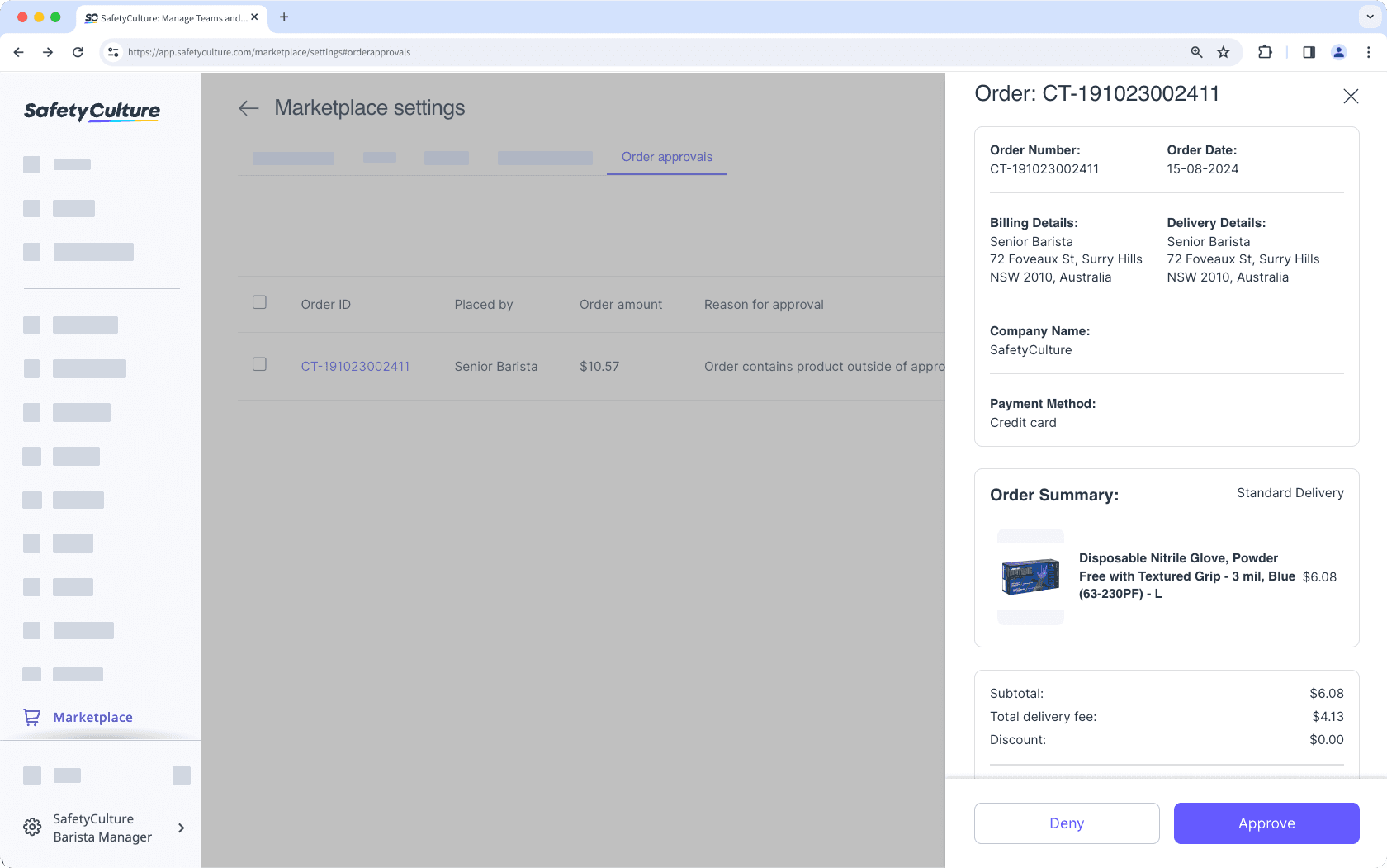 Revise y apruebe el pedido de su equipo en Marketplace cuando excedan el presupuesto asignado a través de la aplicación web.