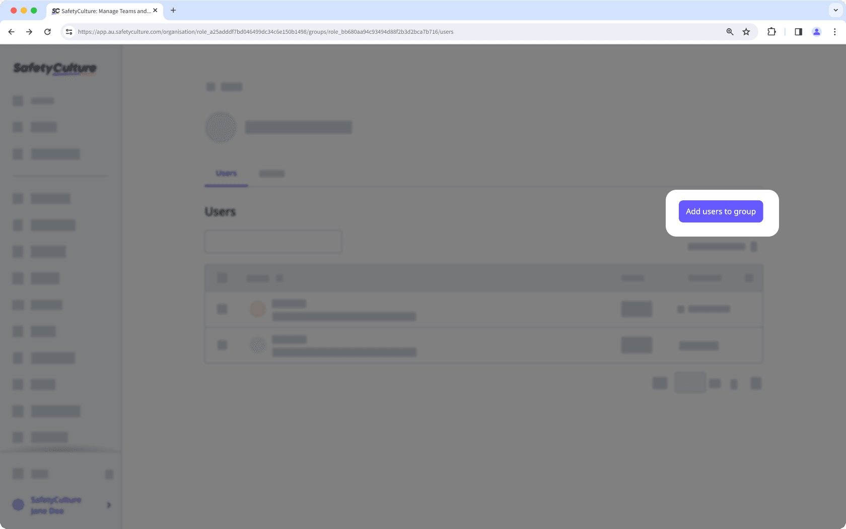 Add a user to a group via the web app.