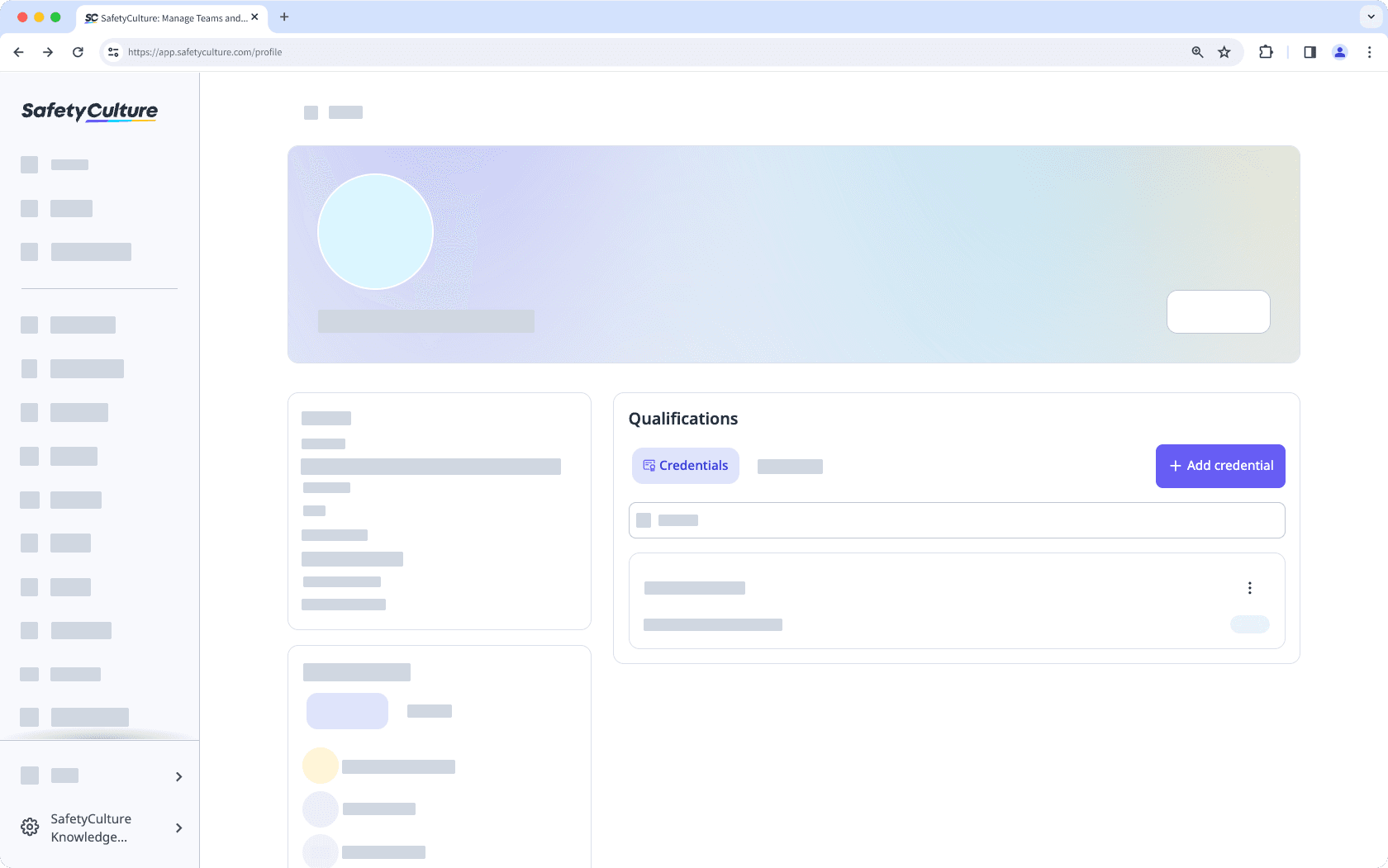 Añada una credencial en su perfil de usuario a través de la aplicación web.