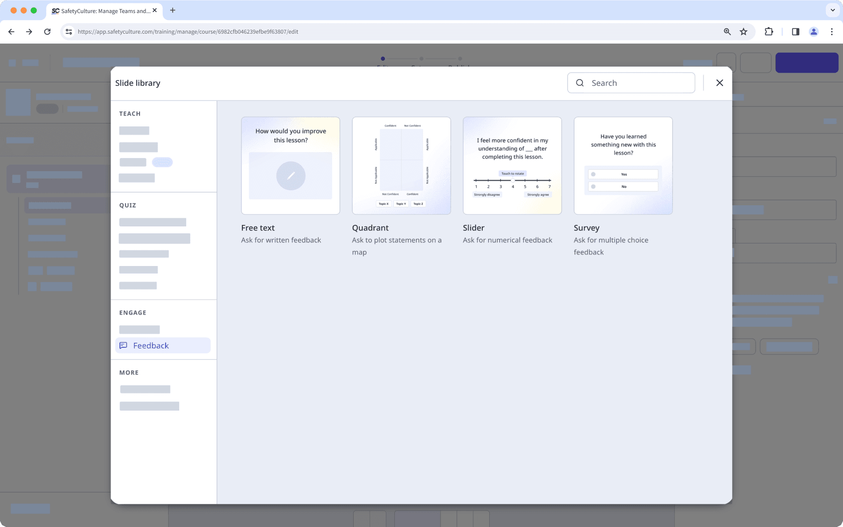 La bibliothèque de diapositives affichant les diapositives de commentaires.