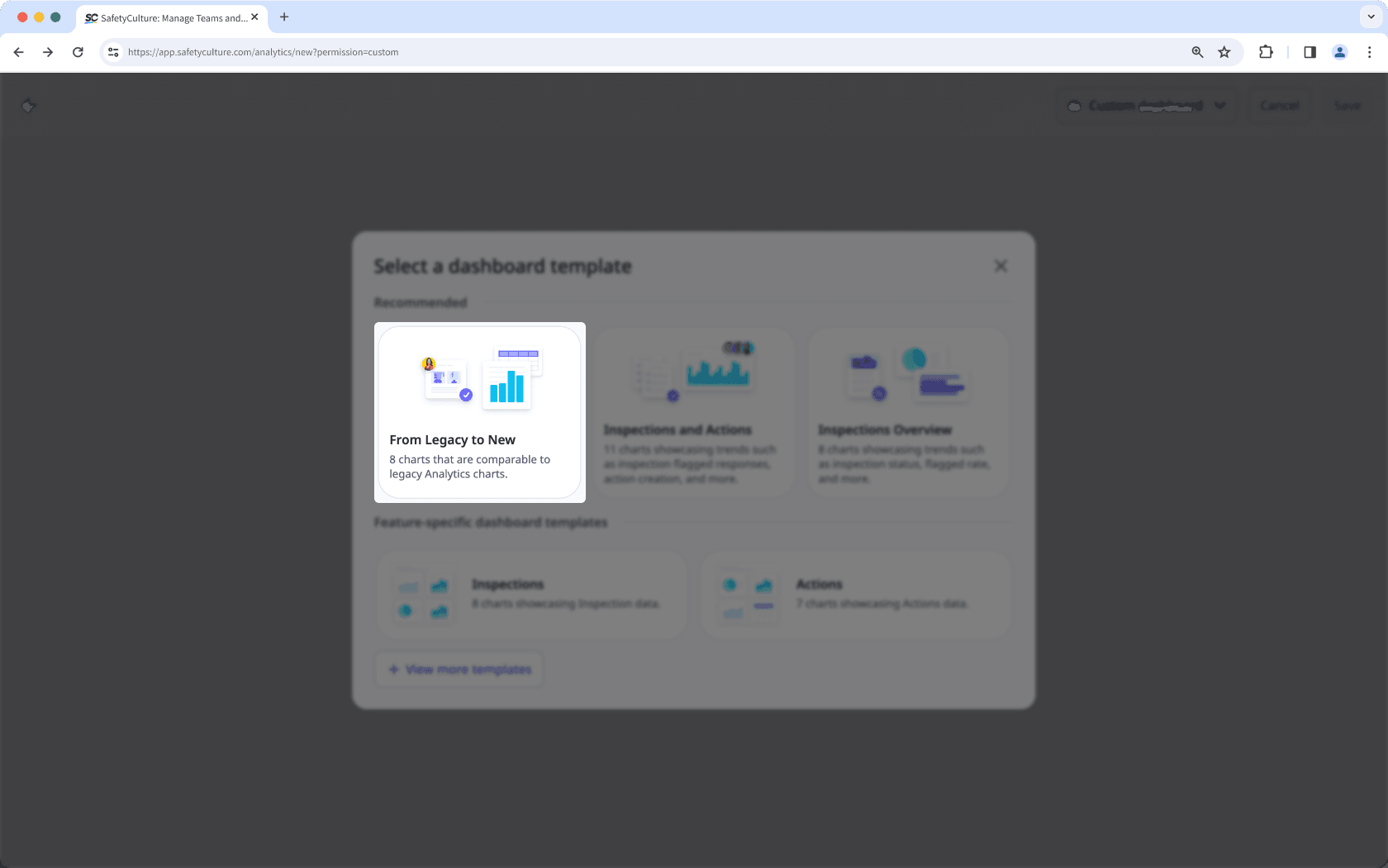 Mithilfe der Web-App ein Dashboard mit ähnlichen Diagrammen wie in den Legacy Dashboards erstellen.