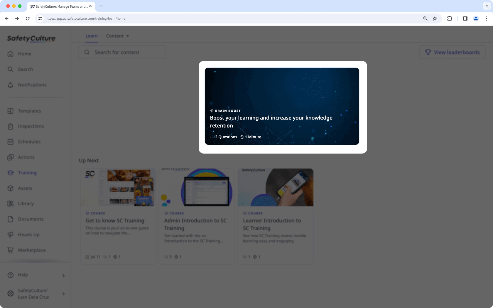 Start a Brain Boost session via the web app.
