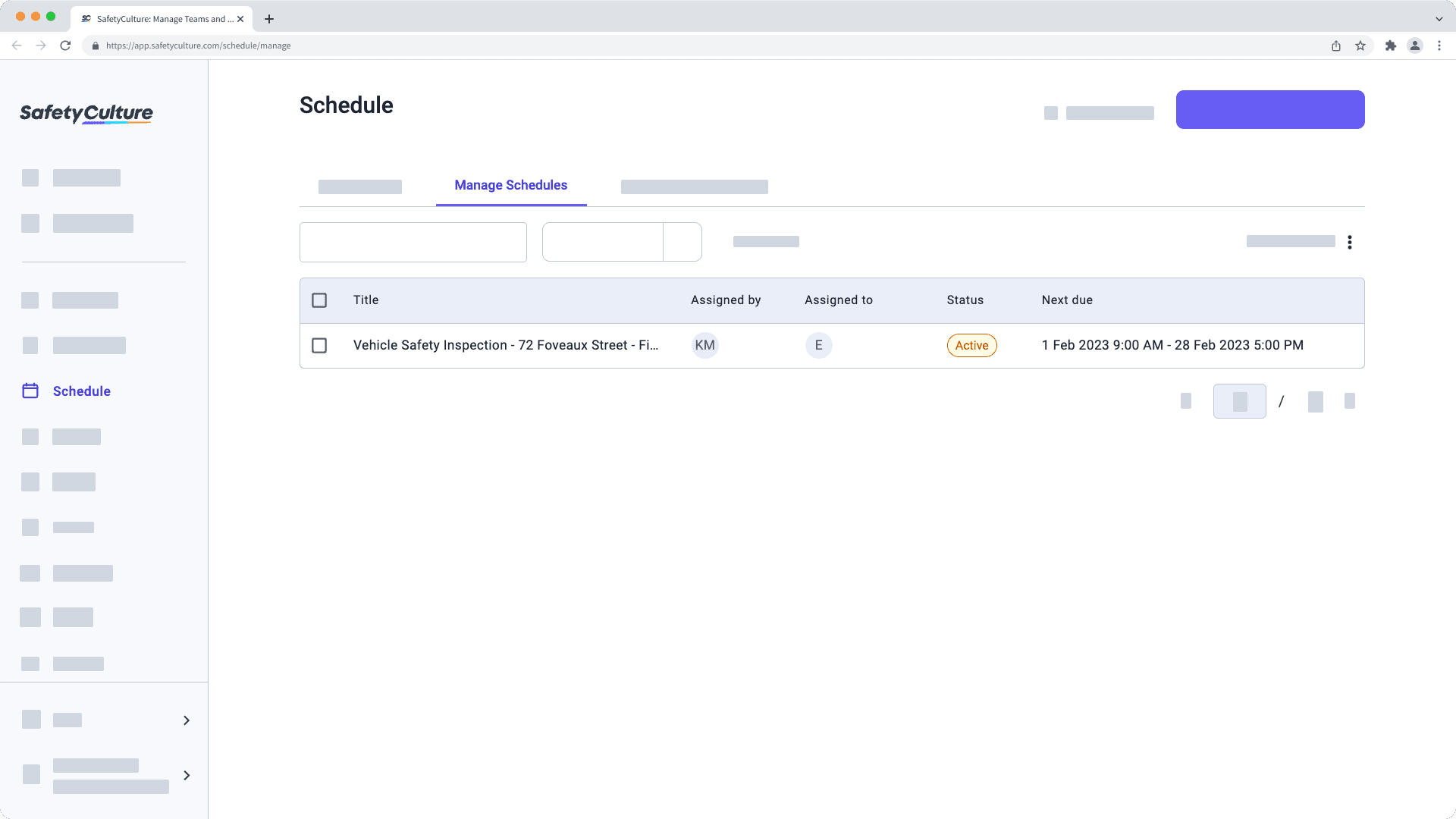 Actualizar programas de inspección a través de la aplicación web.