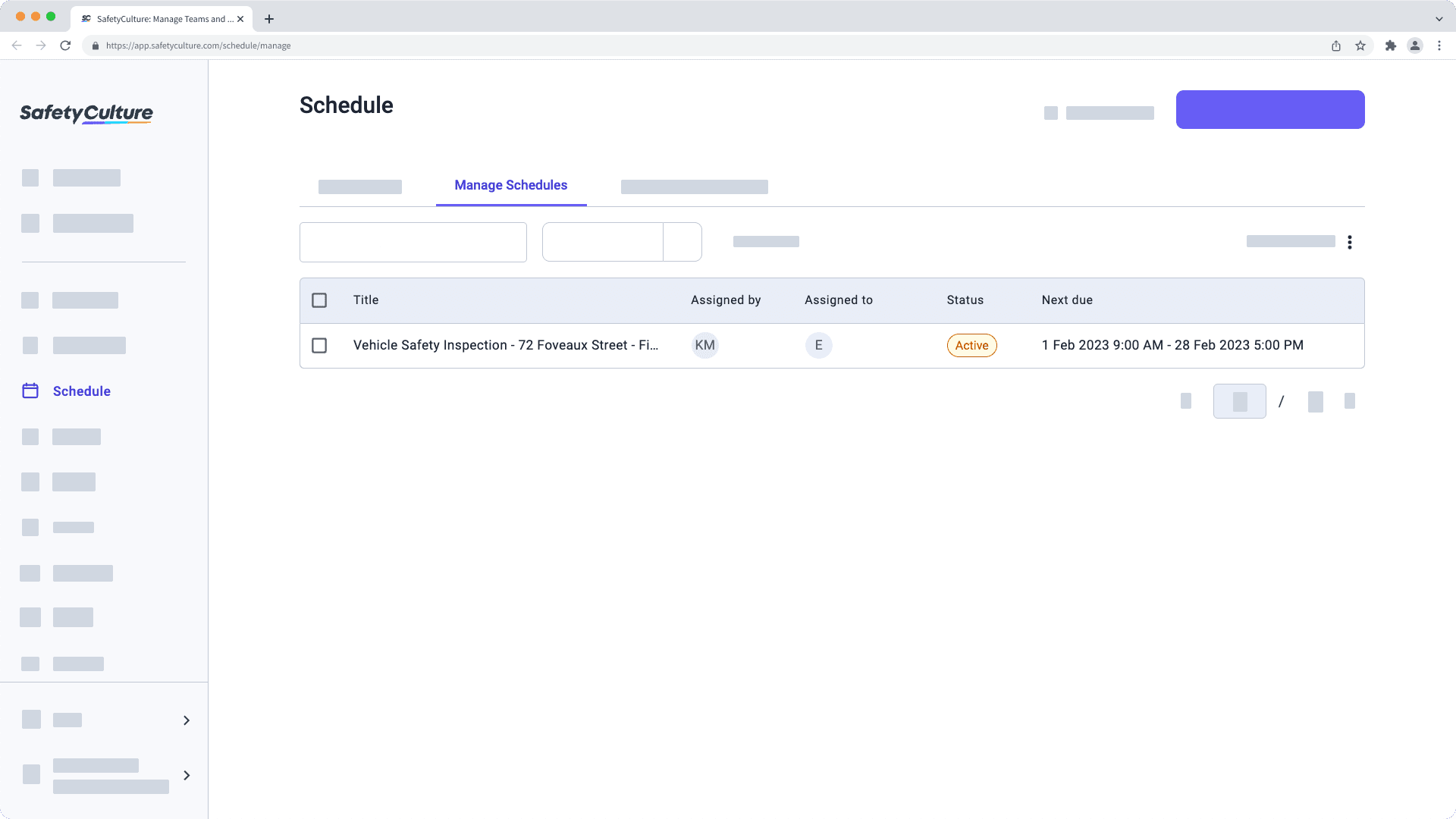 Update inspection schedules via the web app. 