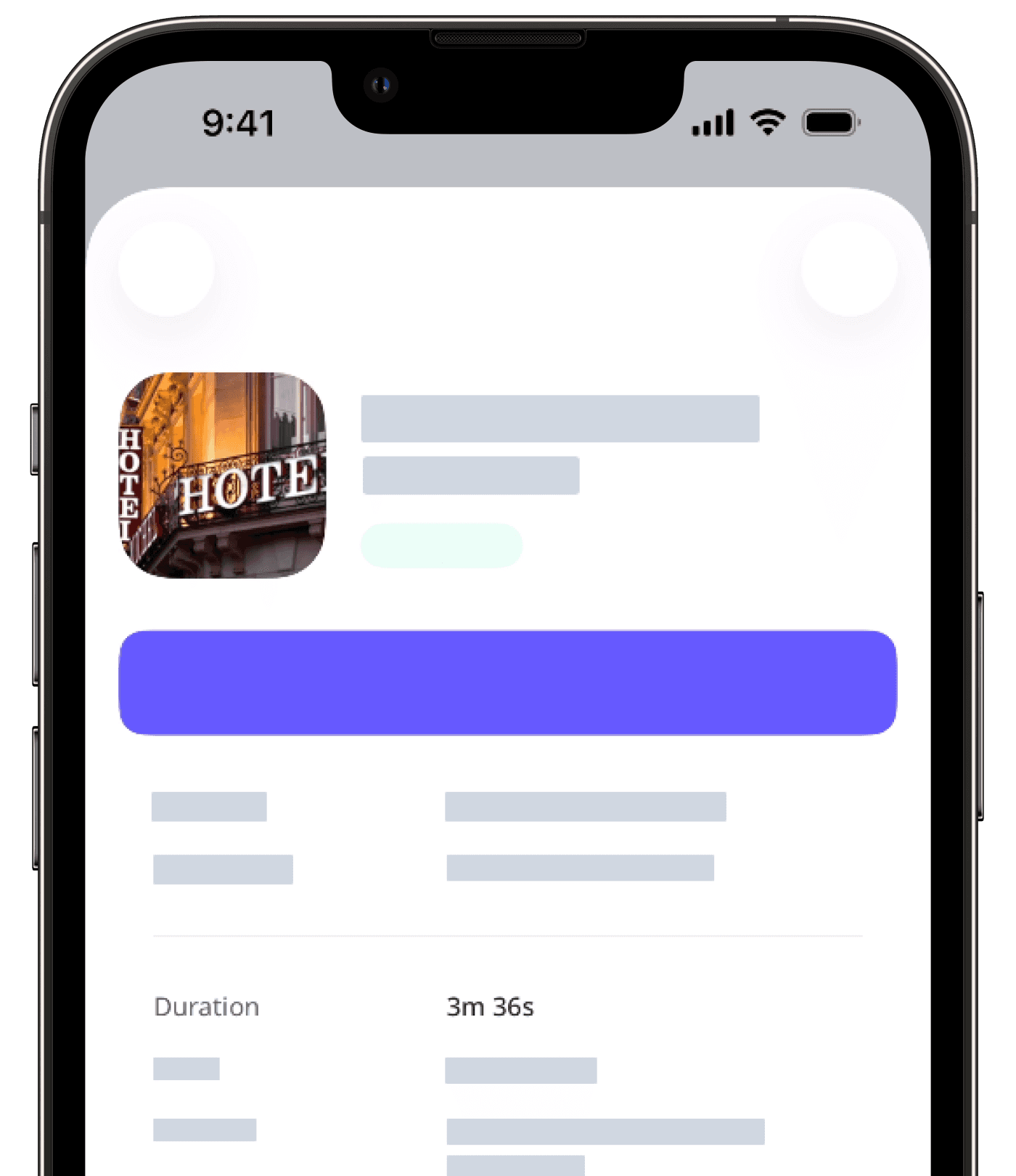 Where to view the inspection duration via the mobile app.